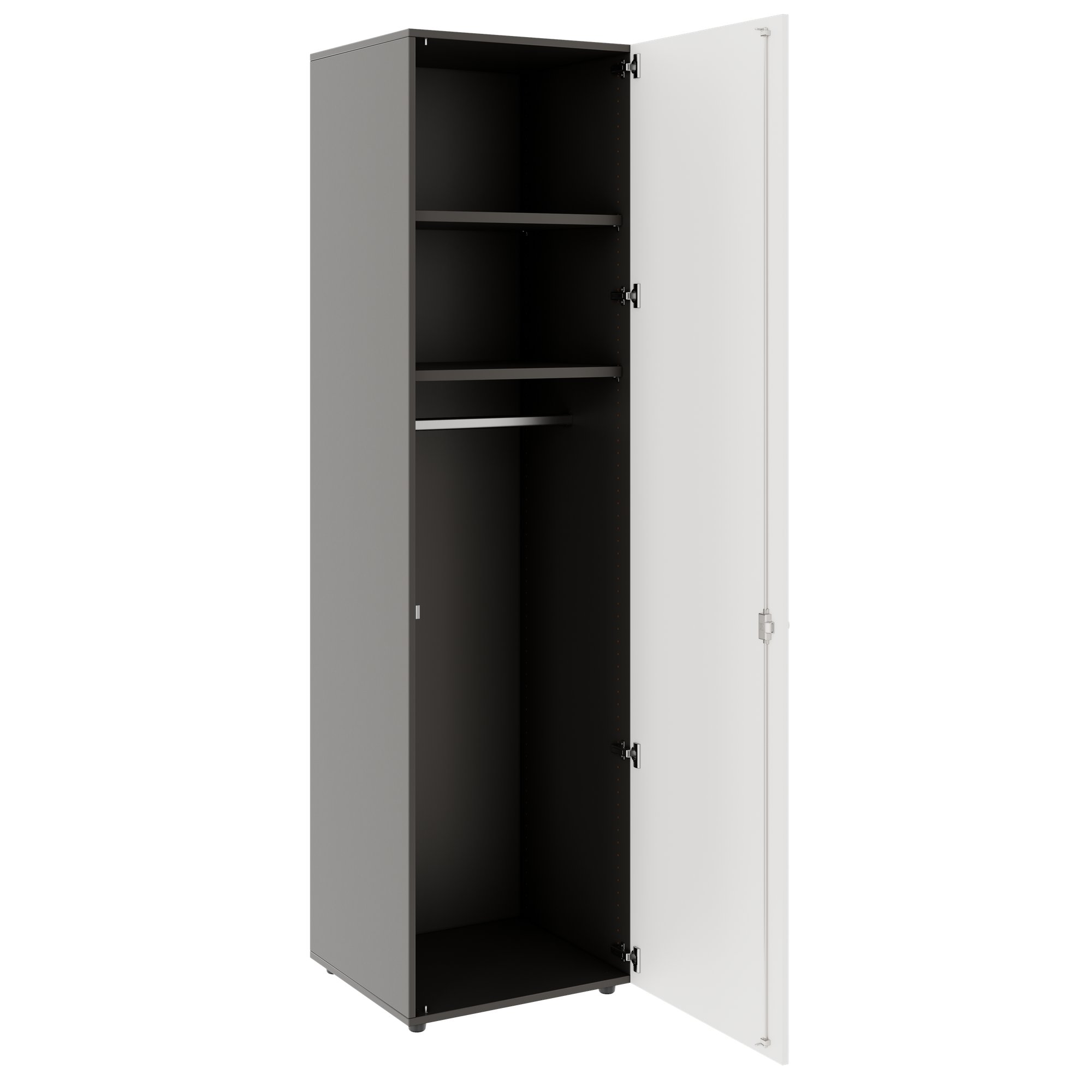 PRO Gabinetto di Cloakroom | 6 OH, 400 - 600 x 2250 mm, morbido -close, grafite / bianco - 4 Main Image