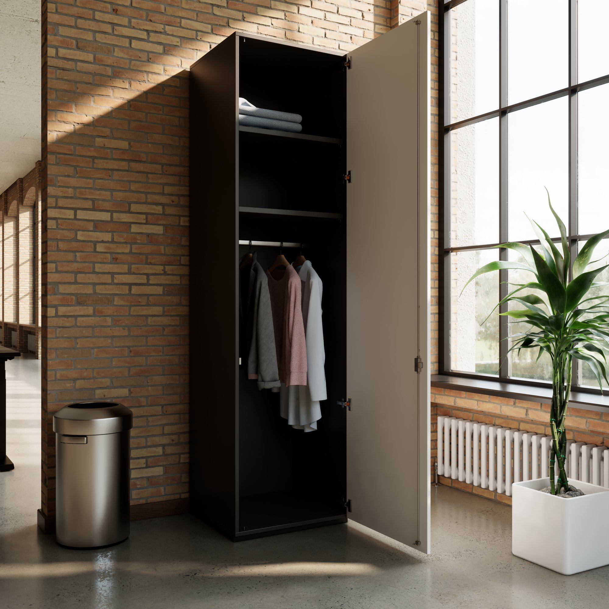 PRO Gabinetto di Cloakroom | 6 OH, 400 - 600 x 2250 mm, morbido -close, grafite / bianco - 15 Main Image