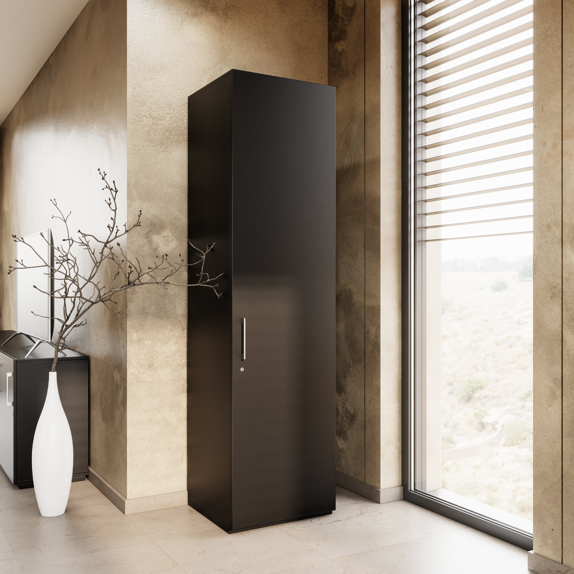 PRO Gabinetto di Cloakroom | 6 OH, 400 - 600 x 2250 mm, morbido, nero - 3 Main Image
