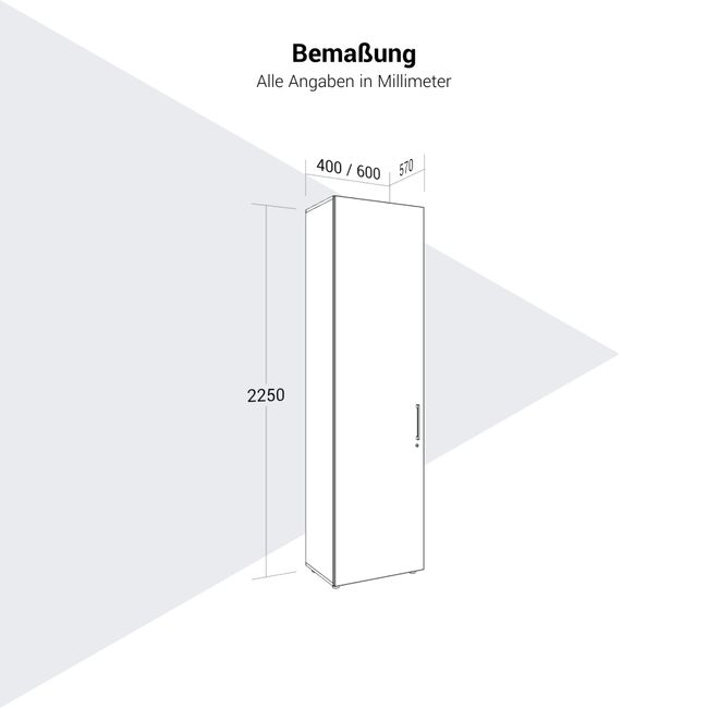 PRO Garderobenschrank | 6 OH, 400 - 600 x 2250 mm, Soft-Close, Schwarz PRO Garderobenschrank | 6 OH, 400 - 600 x 2250 mm, Soft-Close, Schwarz