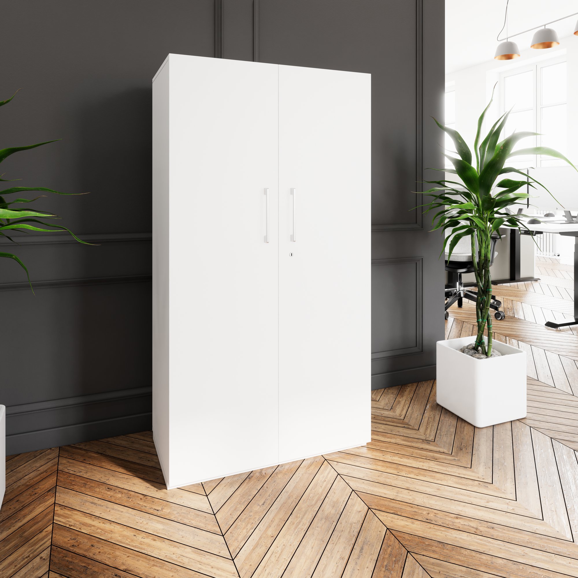 PRO Armoire vestiaire | 4 OH, 800 - 1000 x 1510 mm, fermeture douce, blanc - 3 Main Image