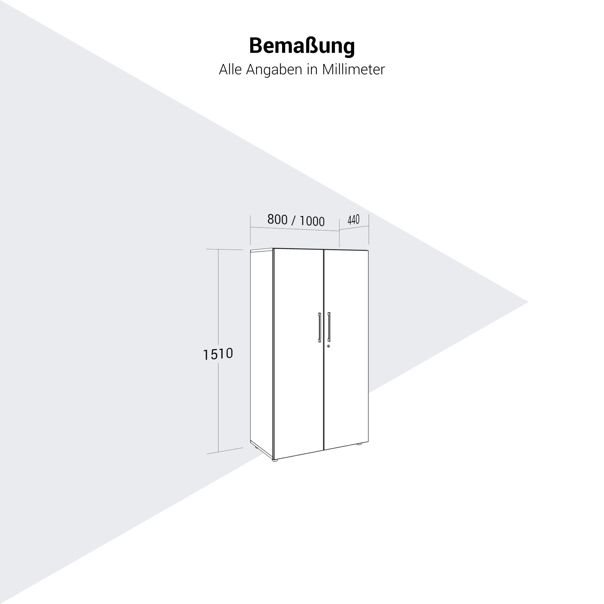PRO Gabinetto di Cloakroom | 4 OH, 800 - 1000 x 1510 mm, morbido -close, bianco - 13 Main Image
