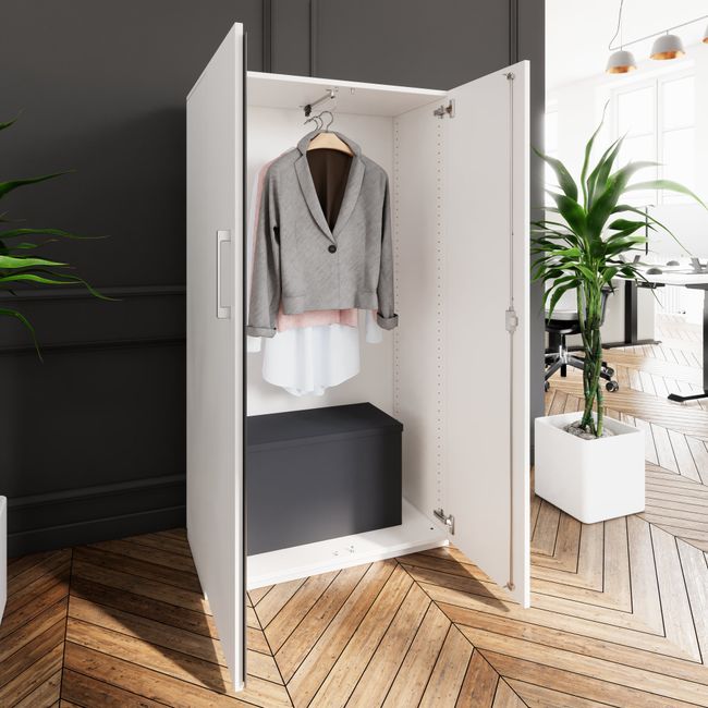 PRO Garderobenschrank | 4 OH, 800 - 1000 x 1510 mm, Soft-Close, Weiß