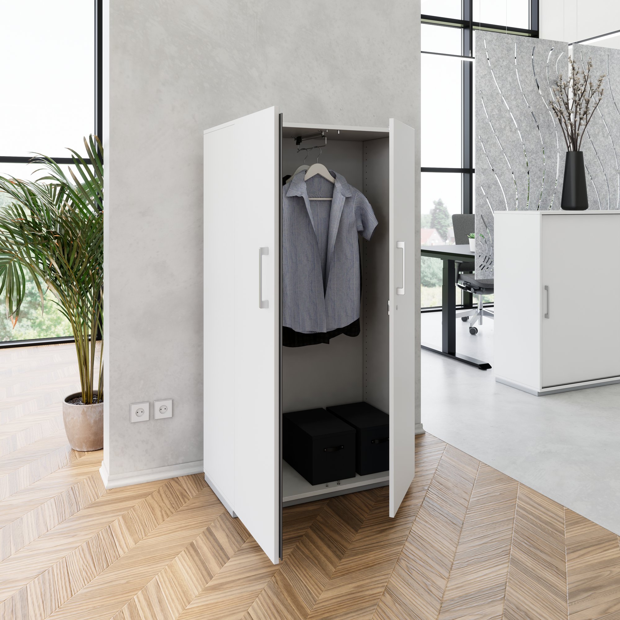 PRO Gabinetto di Cloakroom | 4 OH, 800 - 1000 x 1510 mm, morbido, grigio - 15 Main Image