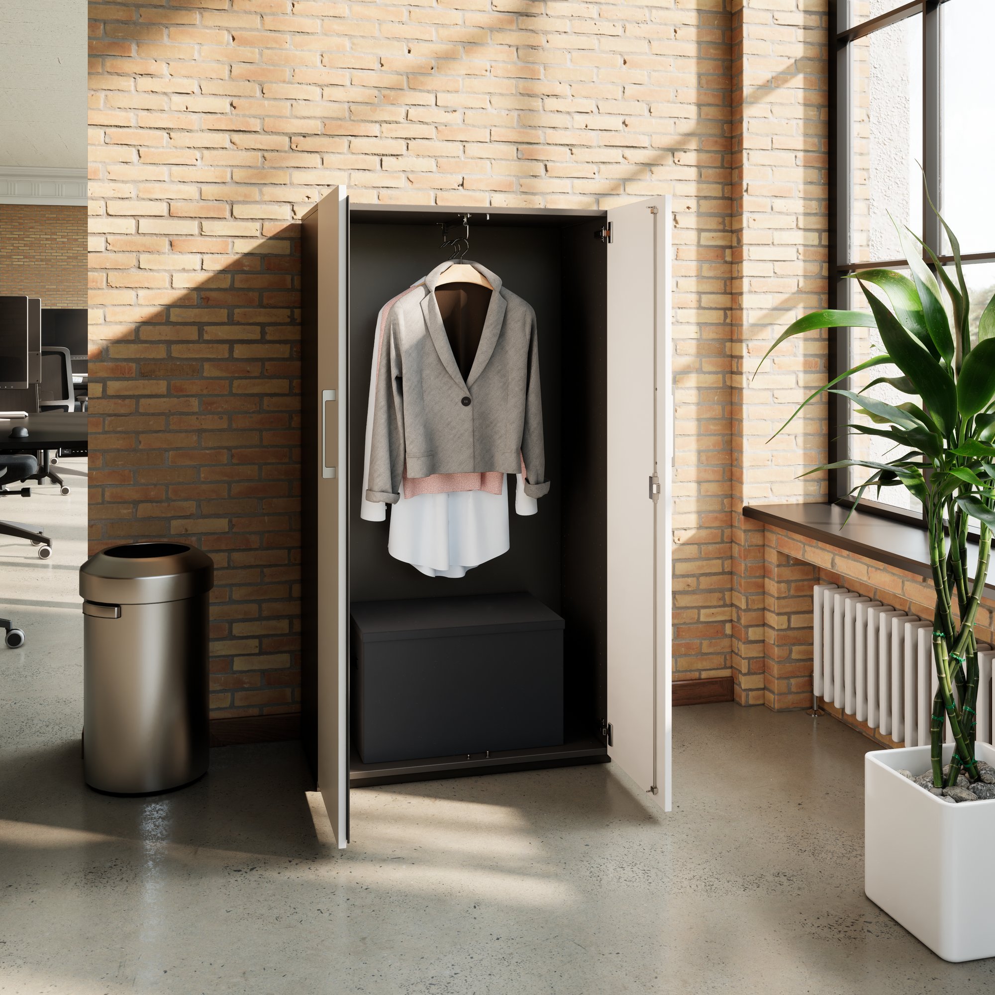 PRO Gabinetto di Cloakroom | 4 OH, 800 - 1000 x 1510 mm, morbido -close, grafite / bianco - 15 Main Image