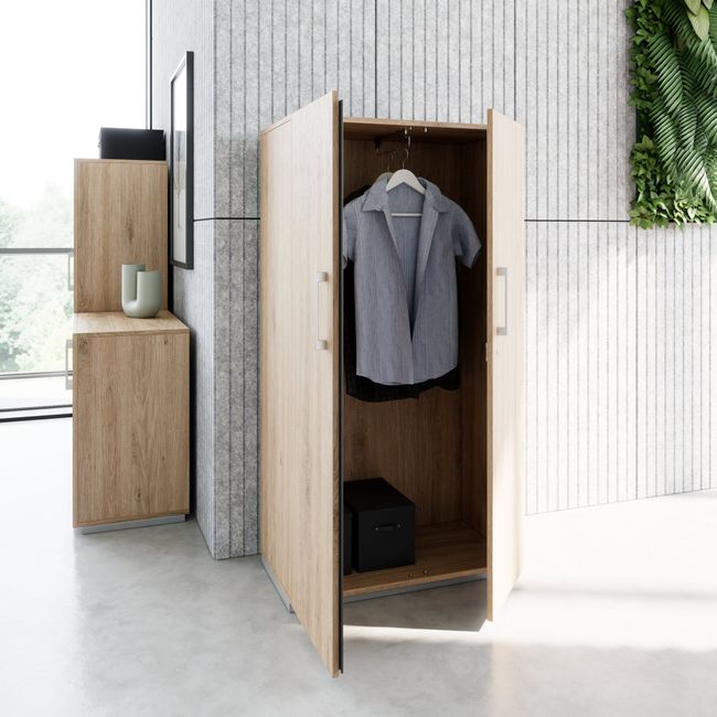 PRO Garderobenschrank | 4 OH, 800 - 1000 x 1510 mm, Soft-Close, Natureiche