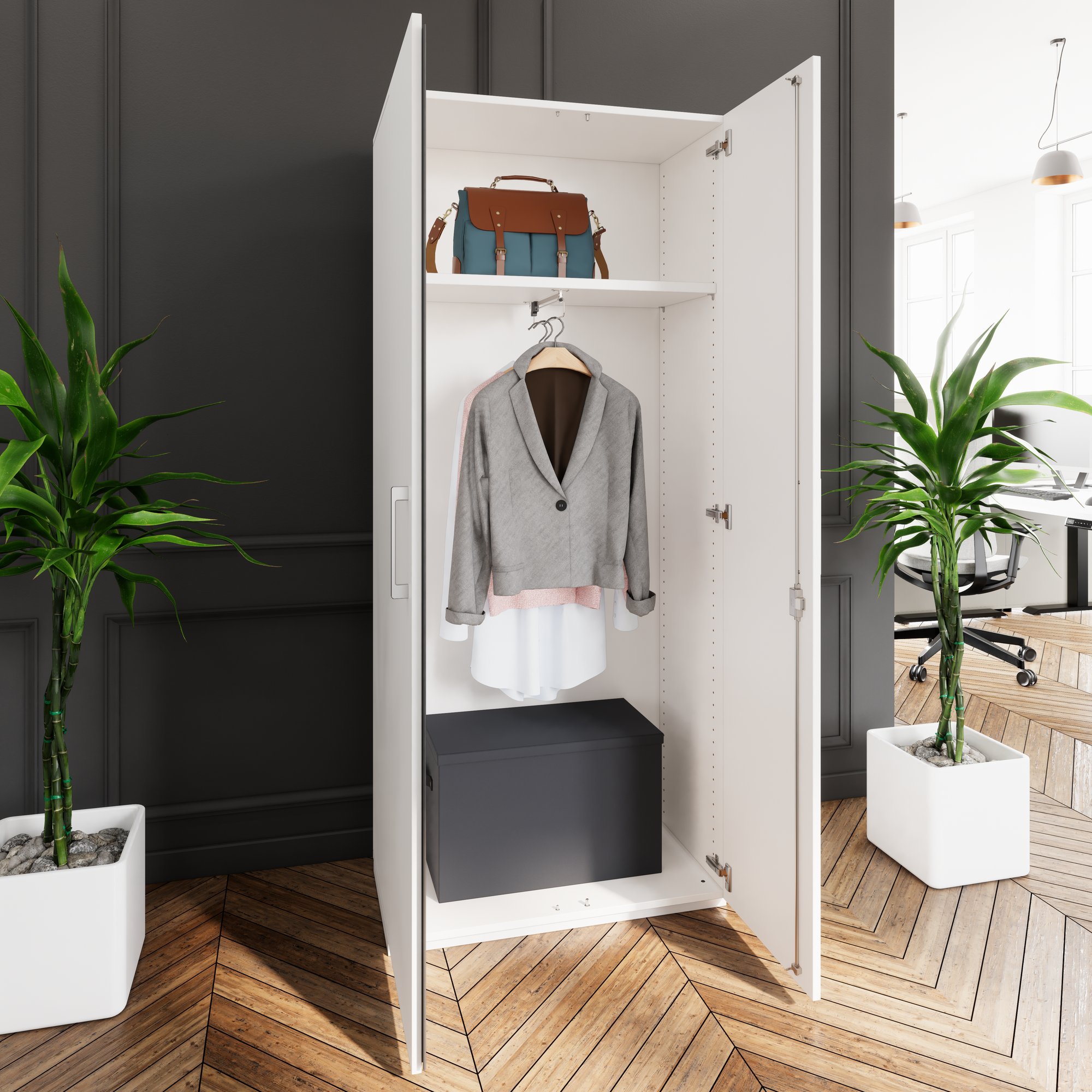 PRO Gabinetto di Cloakroom | 5 OH, 800 - 1000 x 1880 mm, morbido, bianco - 15 Main Image