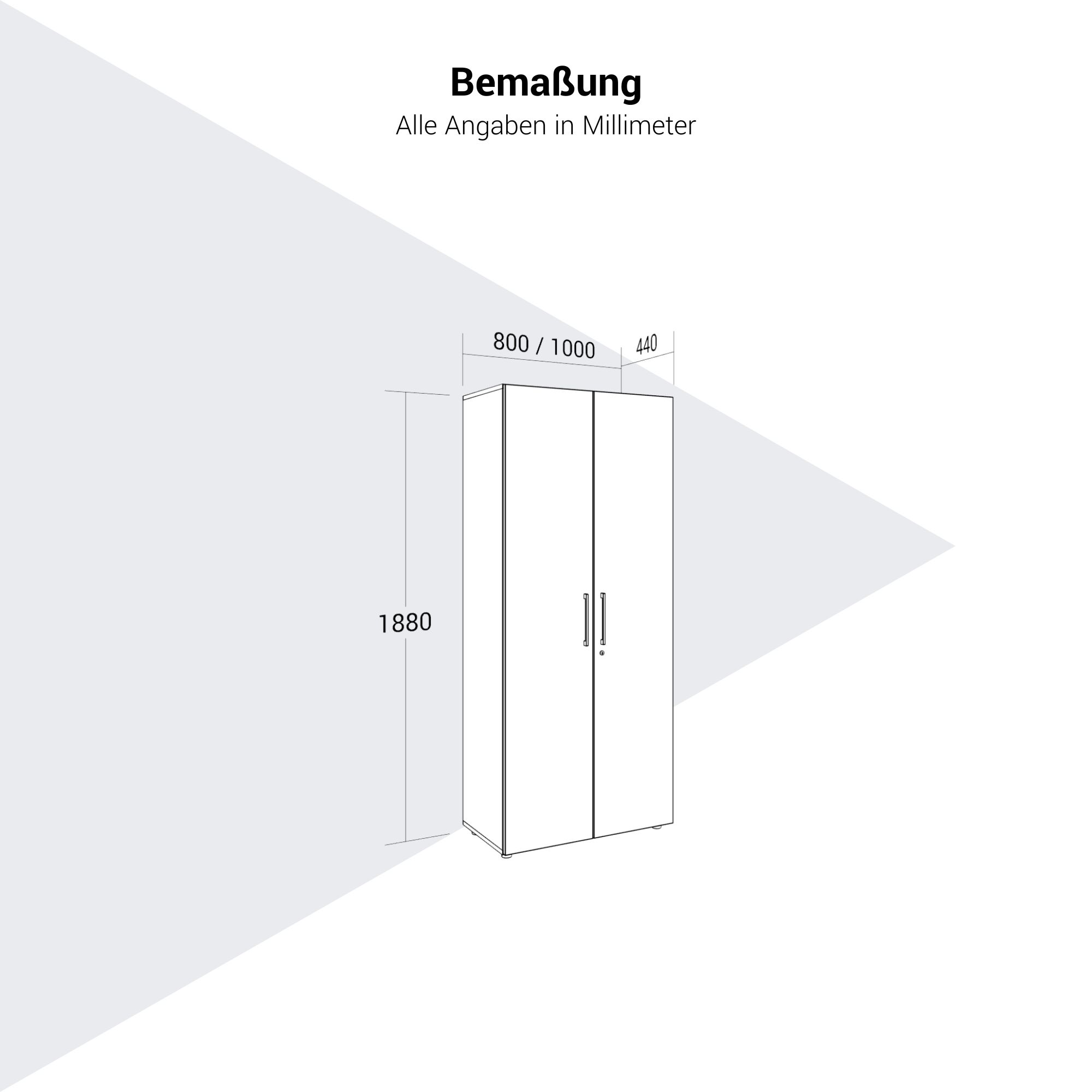 PRO Gabinetto di Cloakroom | 5 OH, 800 - 1000 x 1880 mm, morbido -close, grigio - 13 Main Image