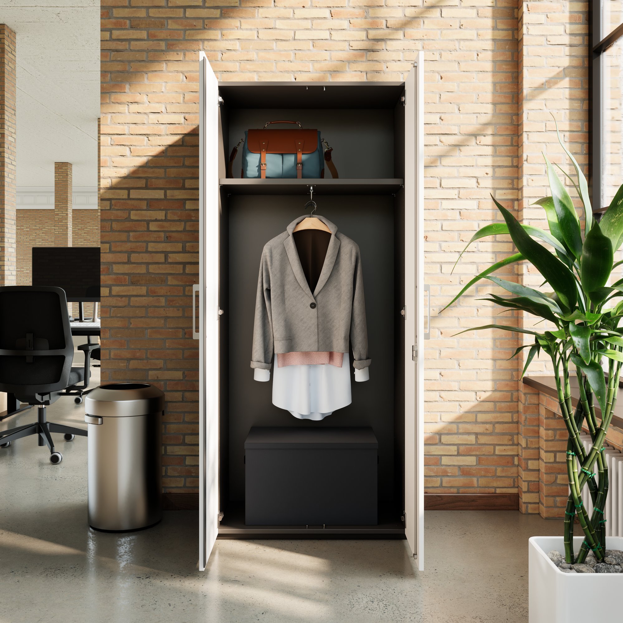 PRO Gabinetto di Cloakroom | 5 OH, 800 - 1000 x 1880 mm, morbido -close, grafite / bianco - 15 Main Image