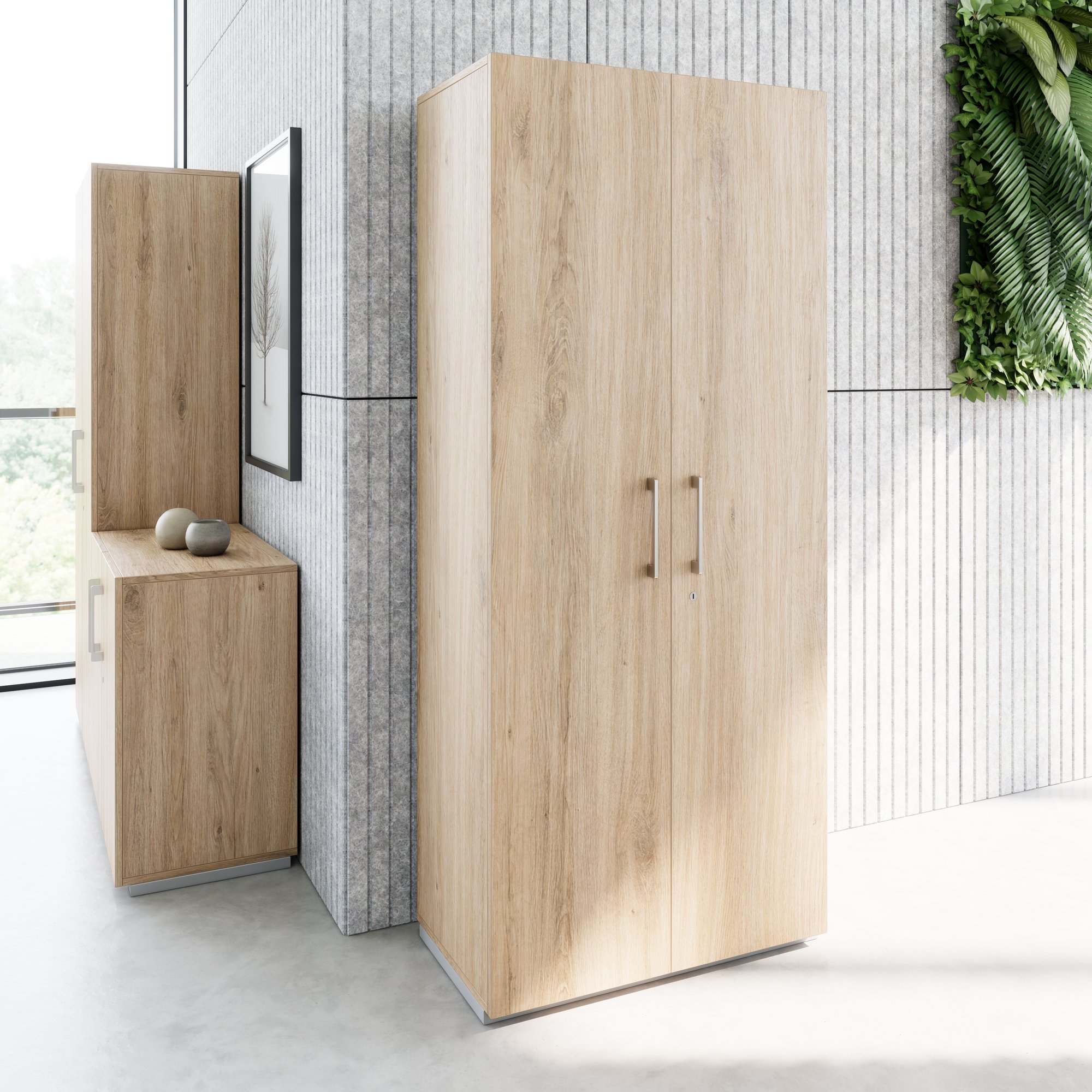 PRO Gabinetto di Cloakroom | 5 OH, 800 - 1000 x 1880 mm, morbido -close, quercia naturale - 14 Main Image
