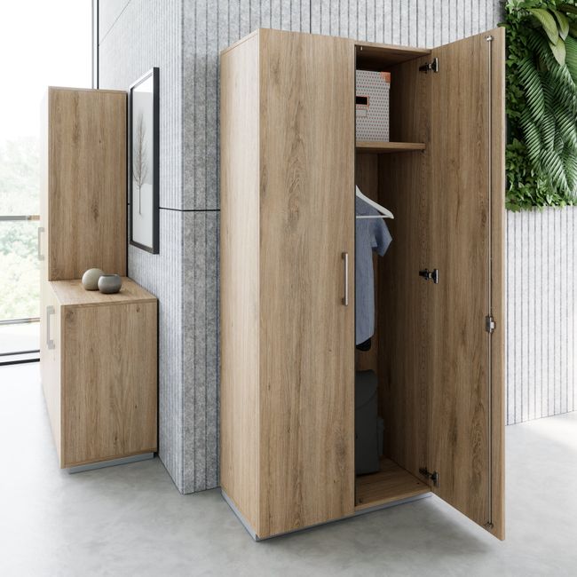 PRO Garderobenschrank | 5 OH, 800 - 1000 x 1880 mm, Soft-Close, Natureiche