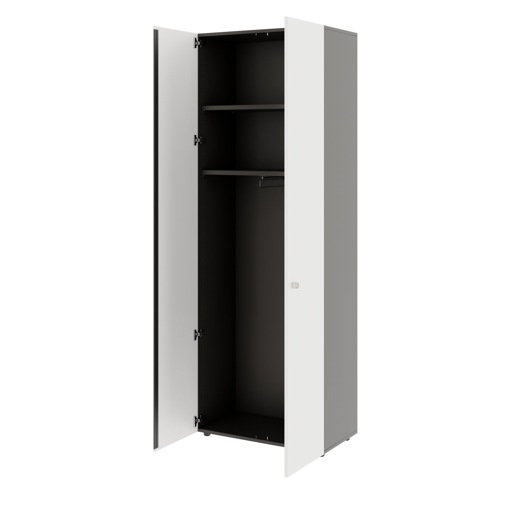 PRO Garderobenschrank | 6 OH, 800 - 1000 x 2250 mm, Soft-Close, Graphit / Weiß - 4 Main Image