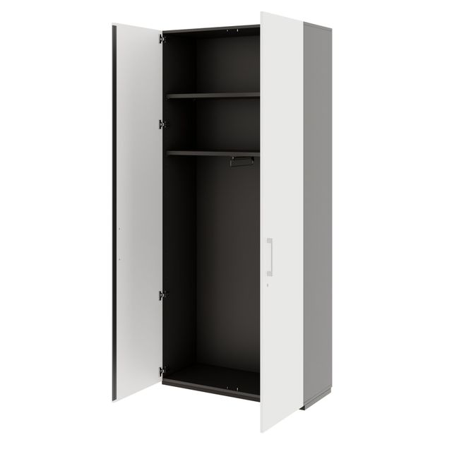 PRO Garderobenschrank | 6 OH, 800 - 1000 x 2250 mm, Soft-Close, Graphit / Weiß
