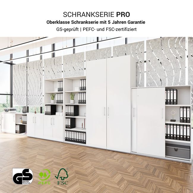 PRO Garderobenschrank | 6 OH, 800 - 1000 x 2250 mm, Soft-Close, Graphit / Weiß
