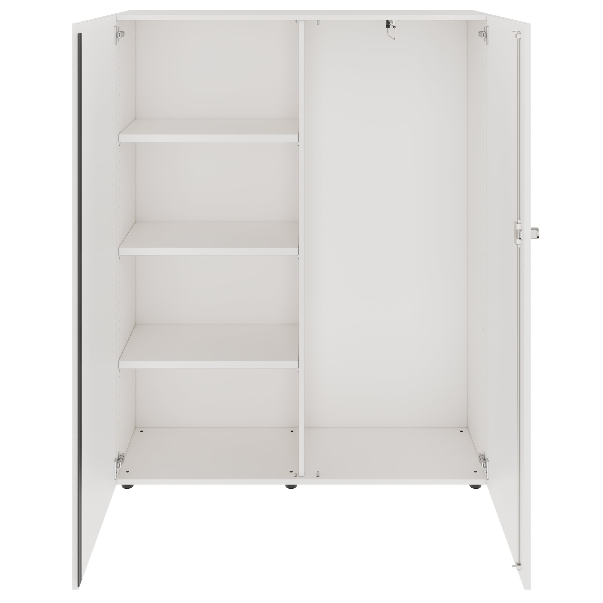 PRO Garderobenschrank | 4 OH, 1200 x 1510 mm, mit Regal, Soft-Close, Weiß - 3 Main Image
