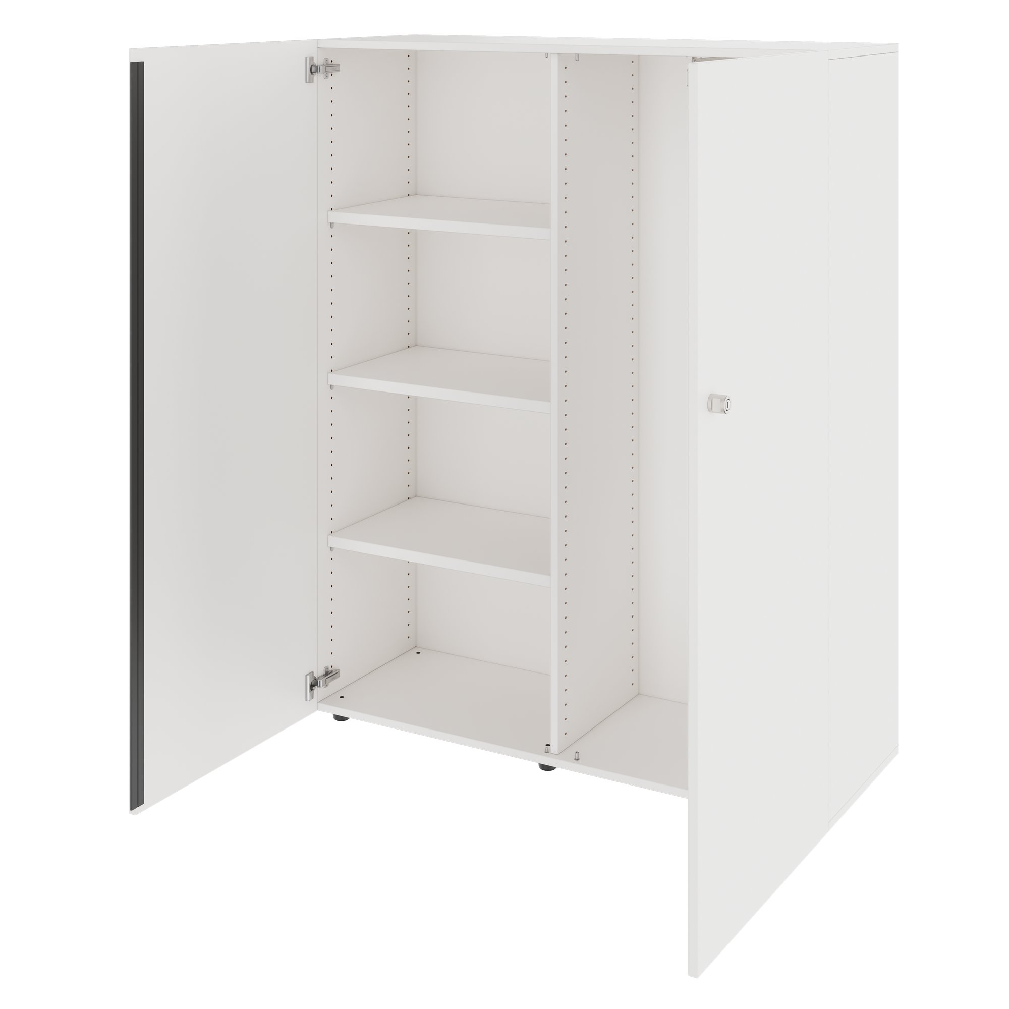 PRO Garderobenschrank | 4 OH, 1200 x 1510 mm, mit Regal, Soft-Close, Weiß - 4 Main Image