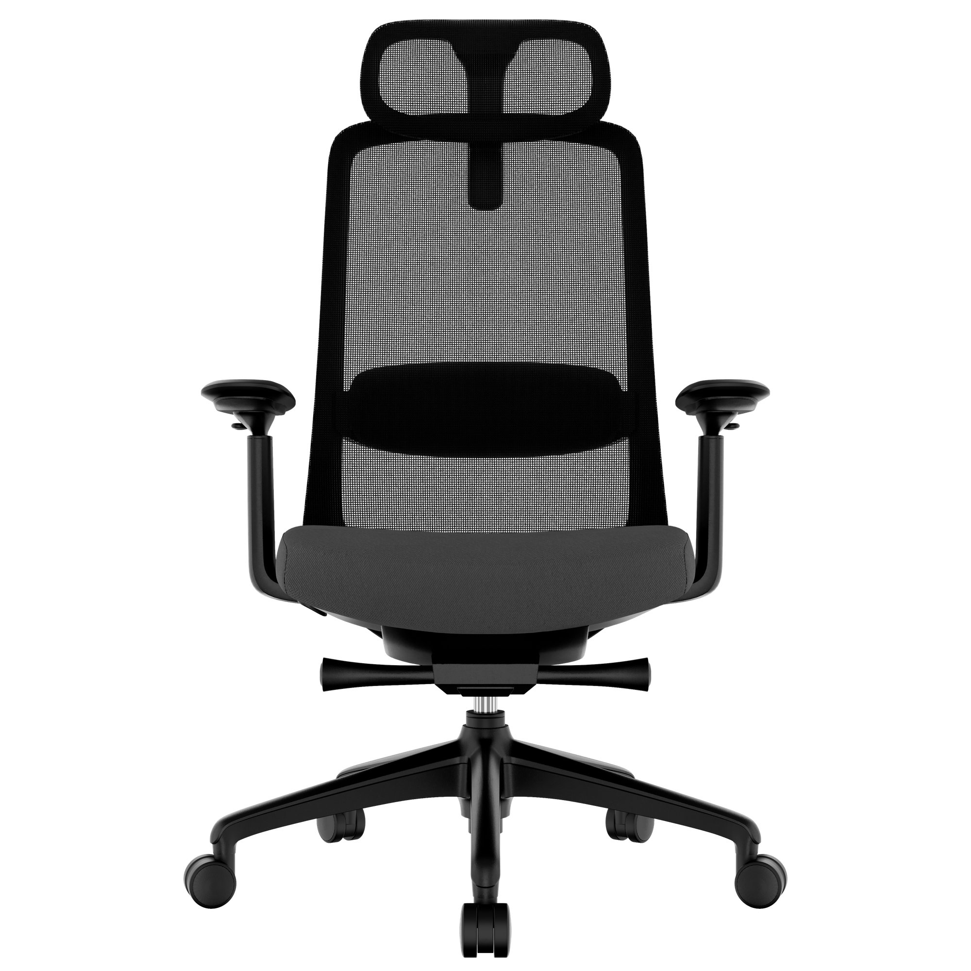 Smart Adjust net office swivel chair | Synchronous mechanics, 4D armrests, headrest optional, black - 3 Main Image