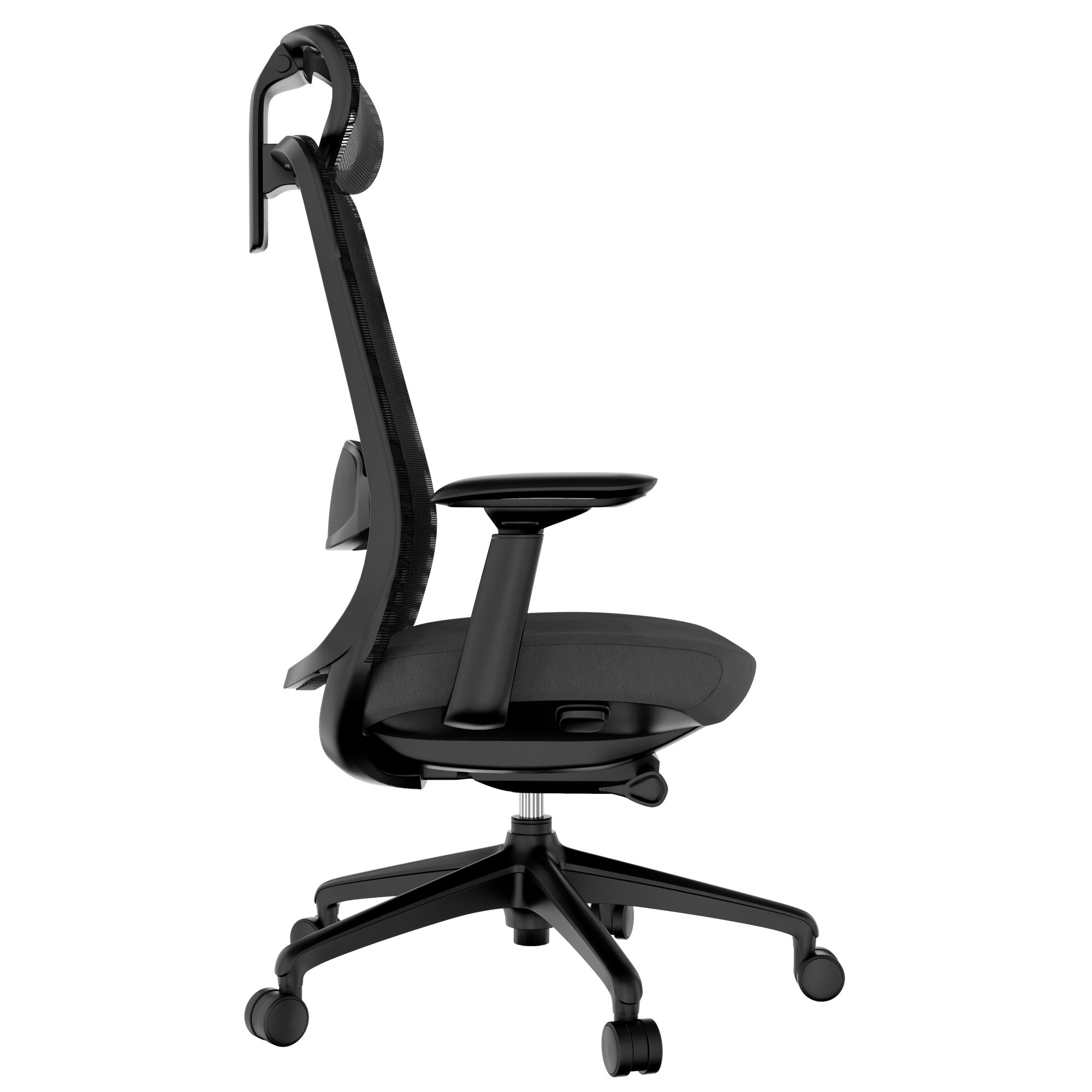 Smart Adjust net office swivel chair | Synchronous mechanics, 4D armrests, headrest optional, black - 4 Main Image