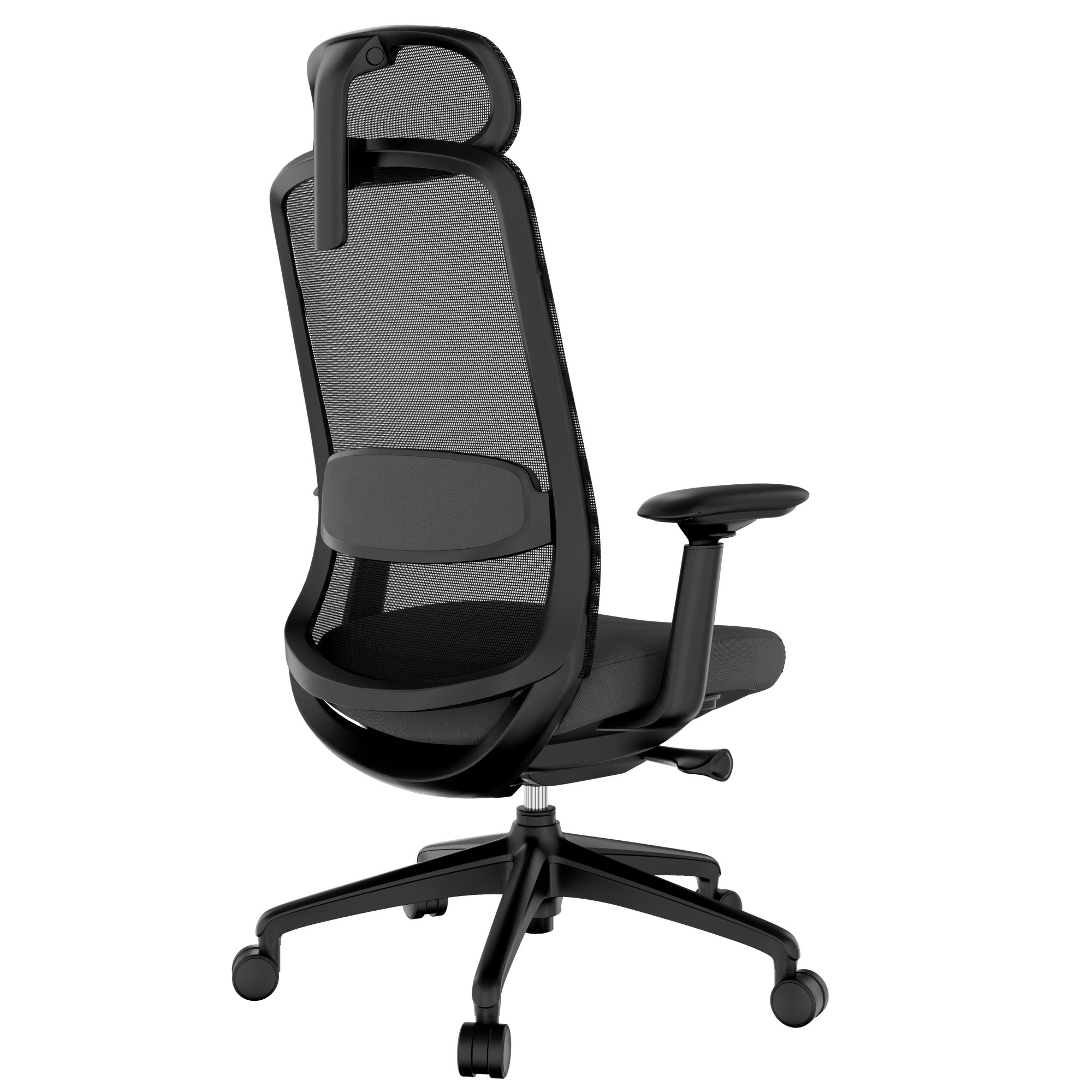 Smart Adjust net office swivel chair | Synchronous mechanics, 4D armrests, headrest optional, black - 5 Main Image