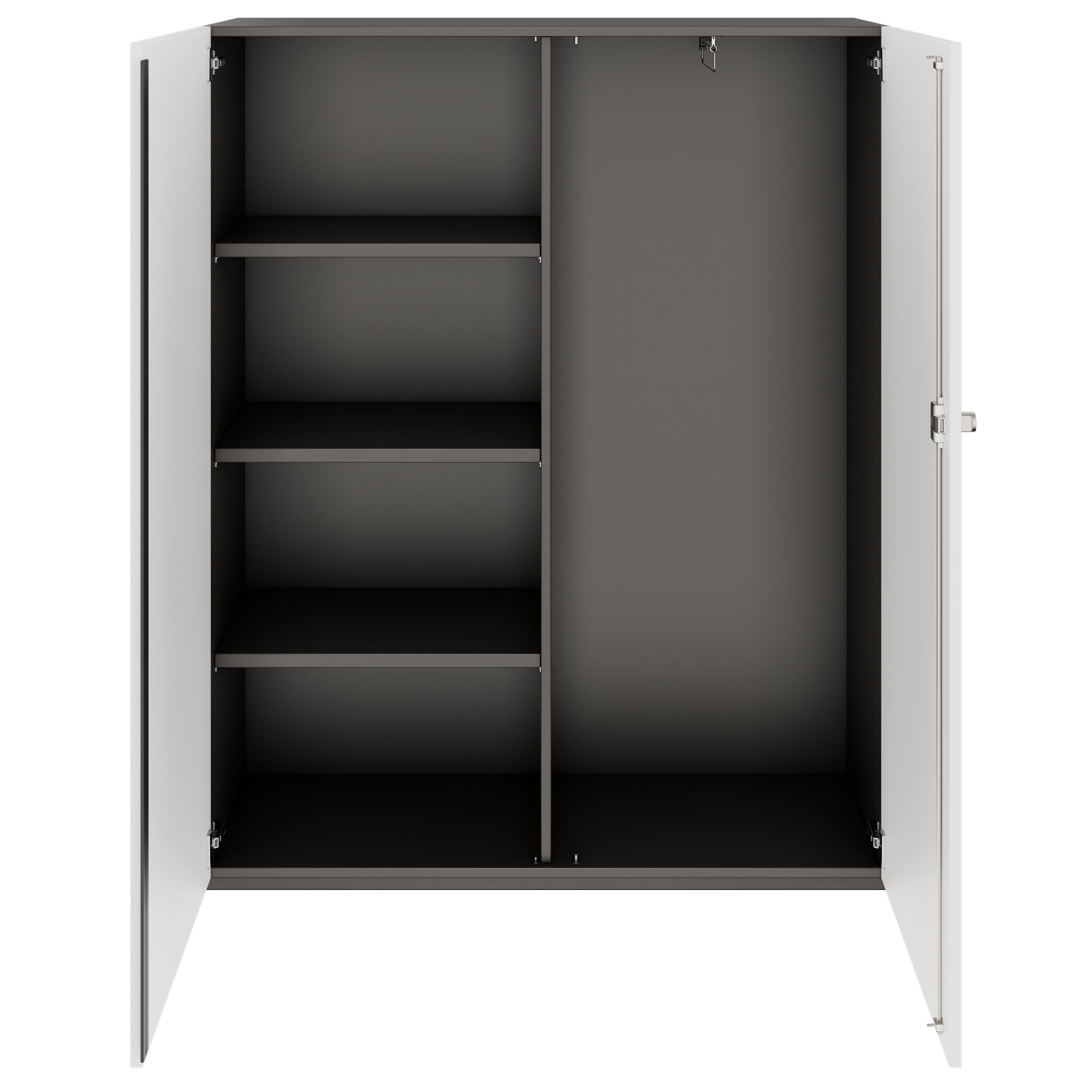 PRO Garderobenschrank | 4 OH, 1200 x 1510 mm, mit Regal, Soft-Close, Graphit / Weiß - 3 Main Image