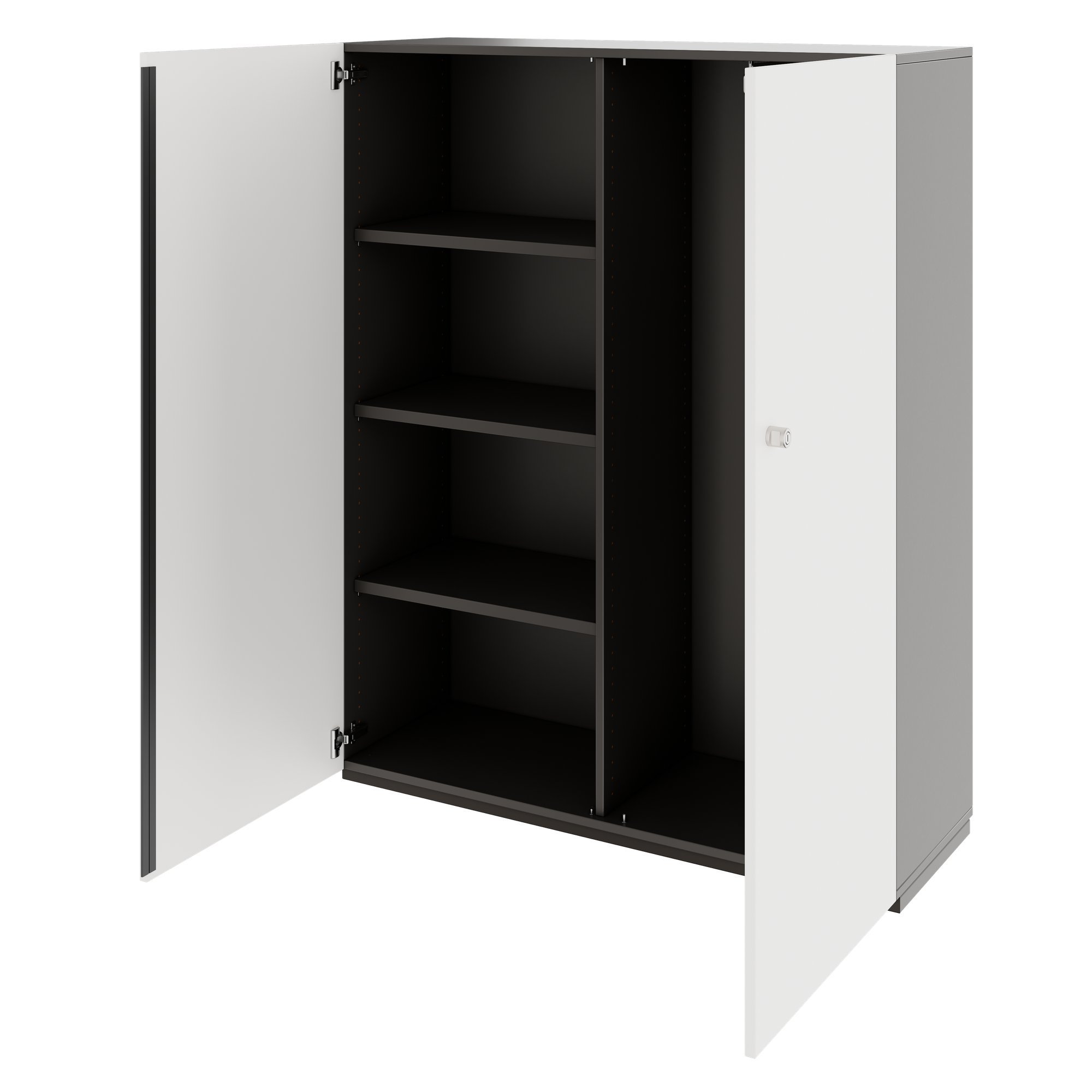 PRO Garderobenschrank | 4 OH, 1200 x 1510 mm, mit Regal, Soft-Close, Graphit / Weiß - 4 Main Image