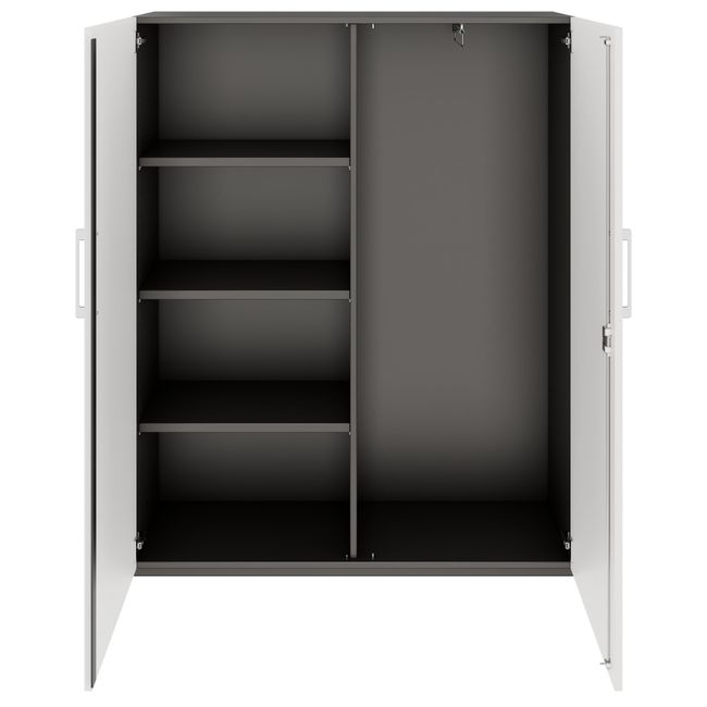 PRO Garderobenschrank | 4 OH, 1200 x 1510 mm, mit Regal, Soft-Close, Graphit / Weiß