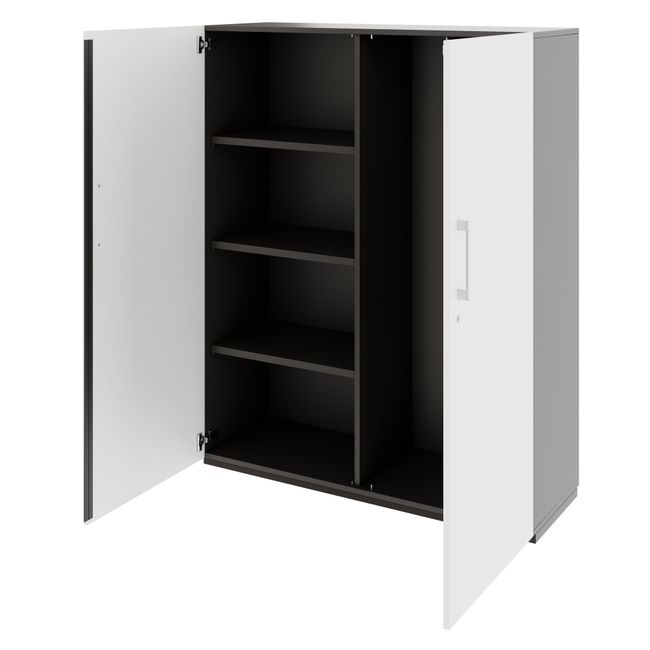 PRO Garderobenschrank | 4 OH, 1200 x 1510 mm, mit Regal, Soft-Close, Graphit / Weiß