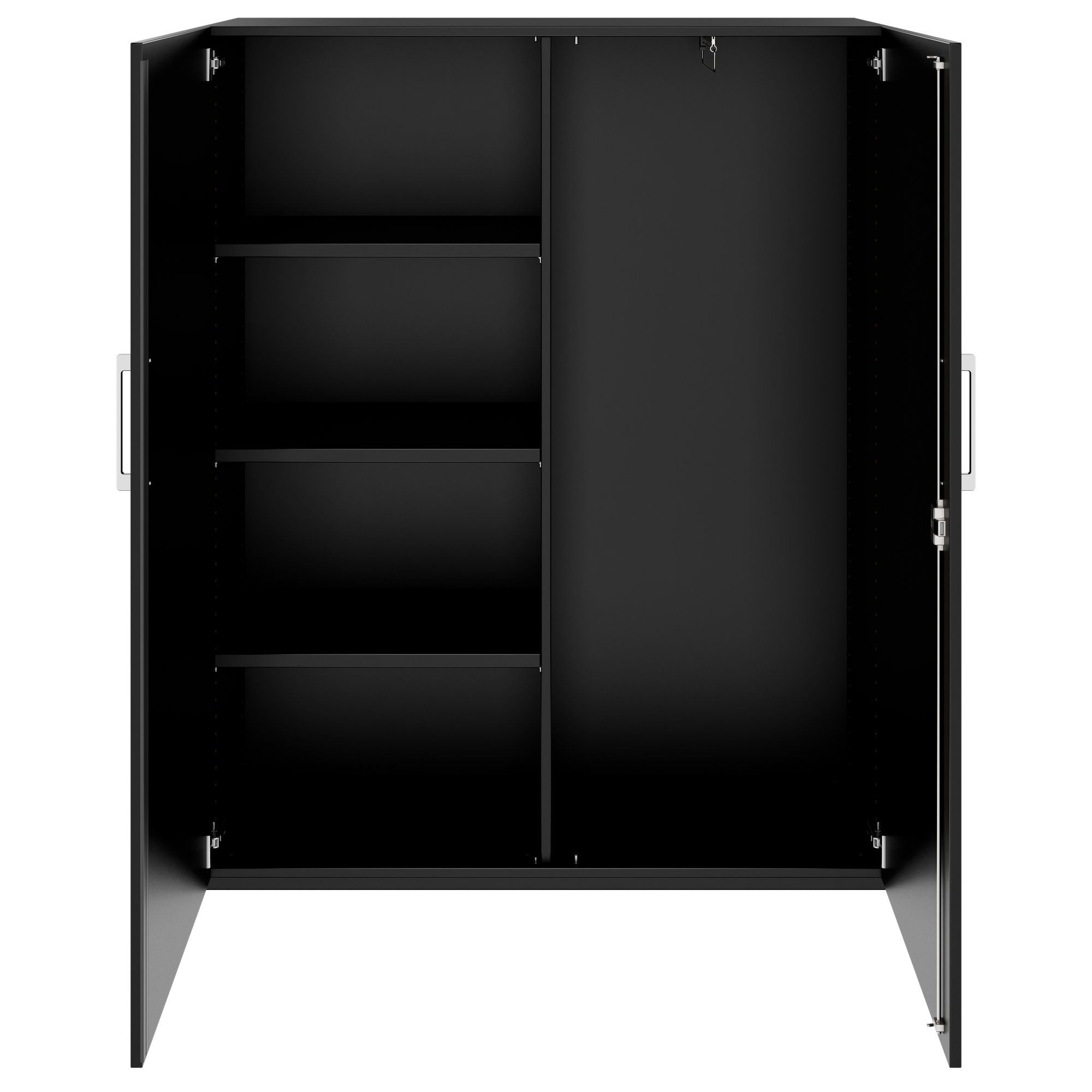 PRO Garderobenschrank | 4 OH, 1200 x 1510 mm, mit Regal, Soft-Close, Schwarz - 3 Main Image