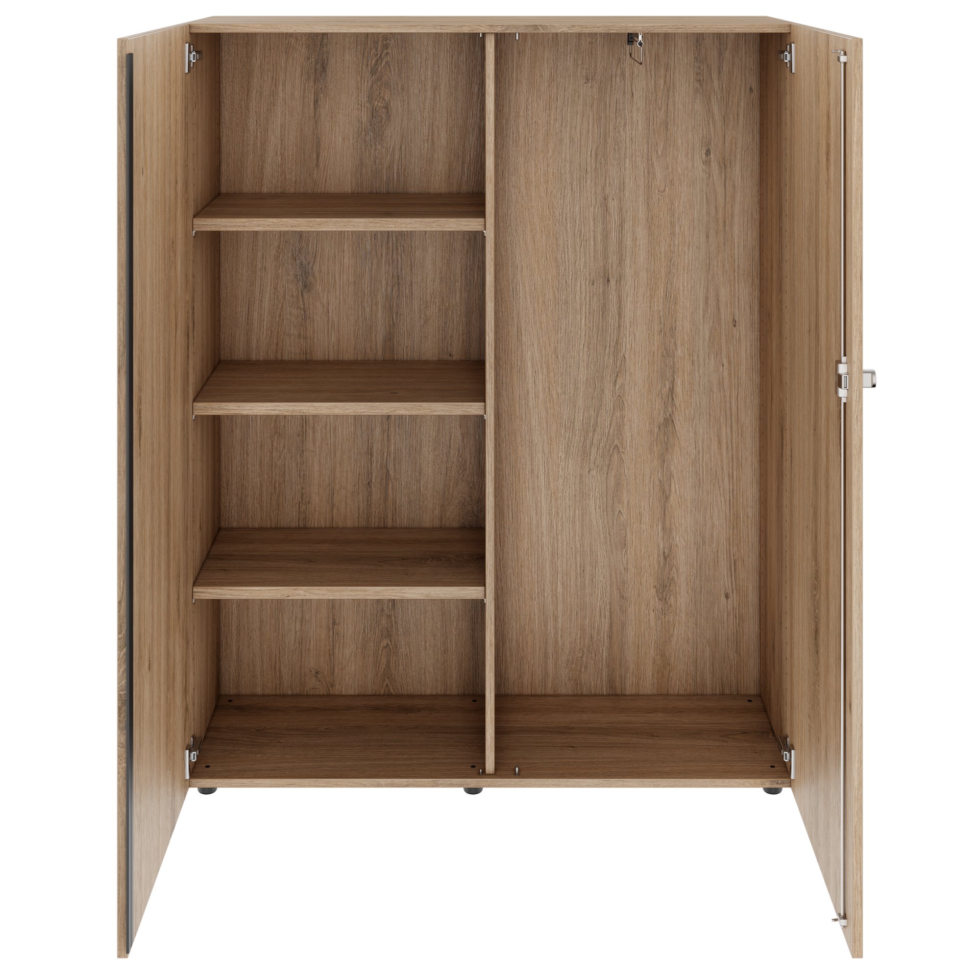 PRO Garderobenschrank | 4 OH, 1200 x 1510 mm, mit Regal, Soft-Close, Natureiche - 3 Main Image