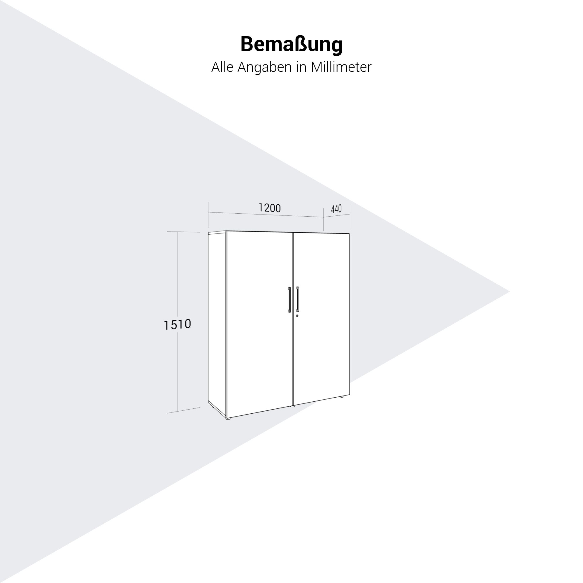 PRO Garderobenschrank | 4 OH, 1200 x 1510 mm, mit Regal, Soft-Close, Natureiche - 14 Main Image