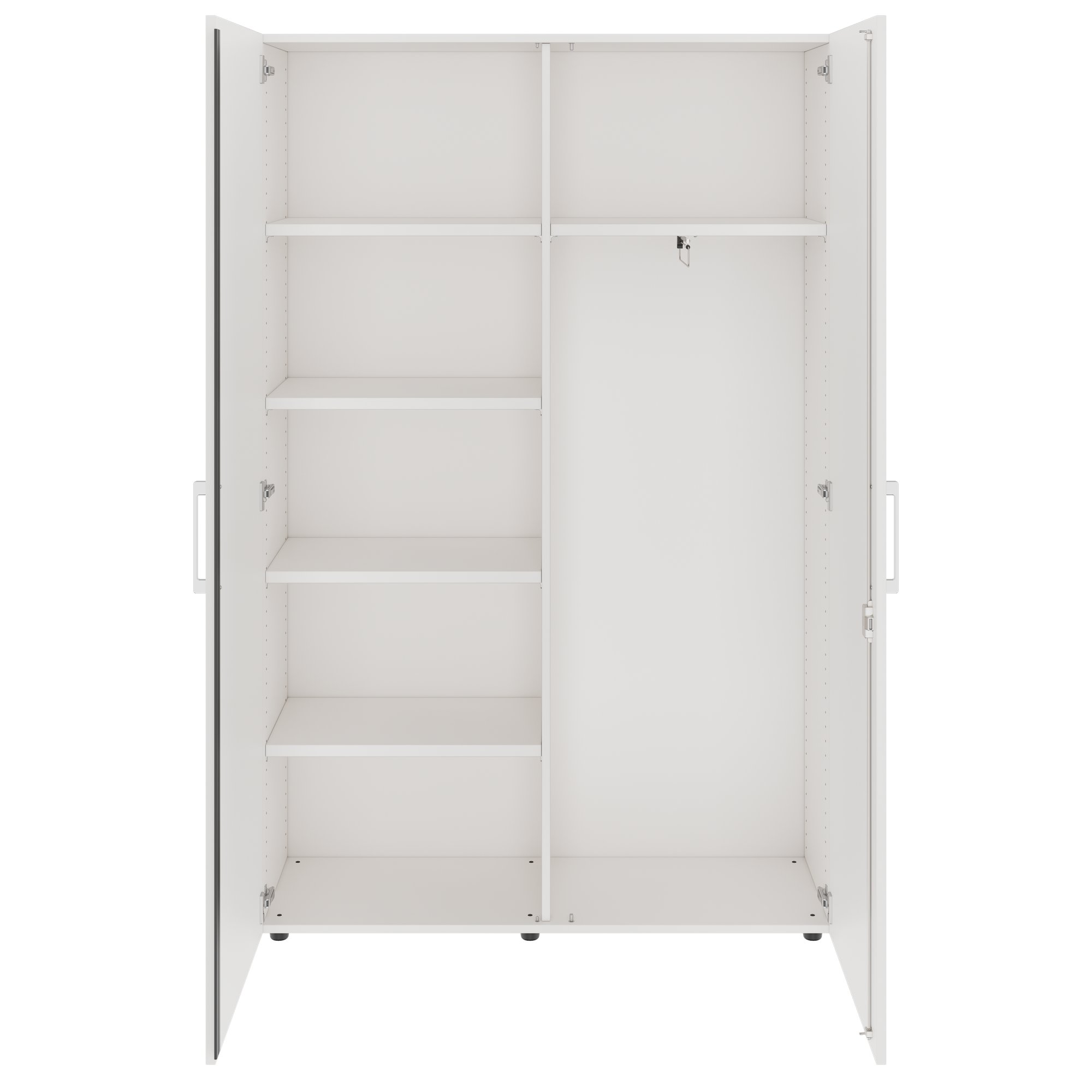 PRO Garderobenschrank | 5 OH, 1200 x 1880 mm, mit Regal, Soft-Close, Weiß - 3 Main Image