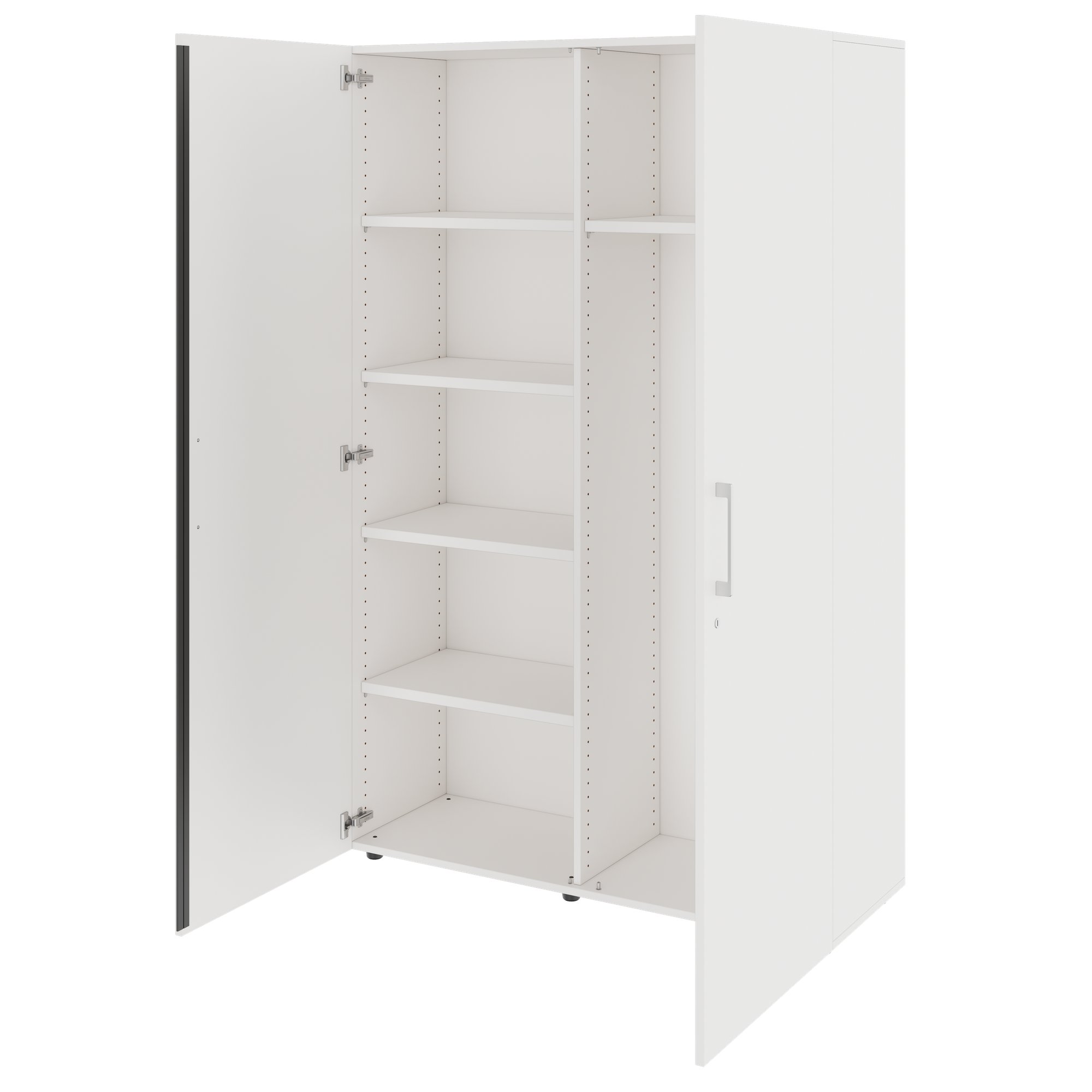 PRO Garderobenschrank | 5 OH, 1200 x 1880 mm, mit Regal, Soft-Close, Weiß - 4 Main Image