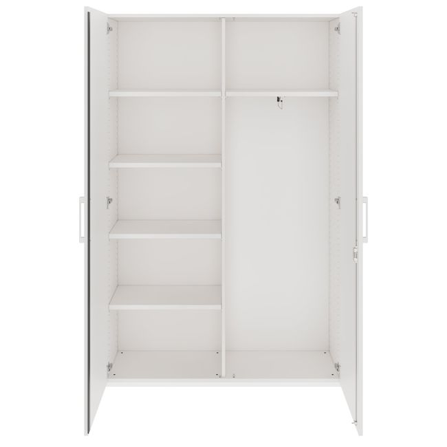PRO Garderobenschrank | 5 OH, 1200 x 1880 mm, mit Regal, Soft-Close, Weiß