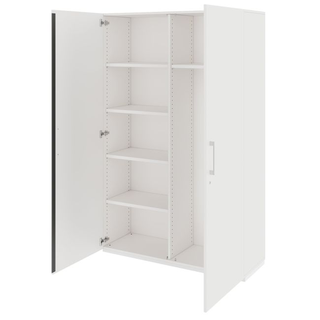 PRO Garderobenschrank | 5 OH, 1200 x 1880 mm, mit Regal, Soft-Close, Weiß
