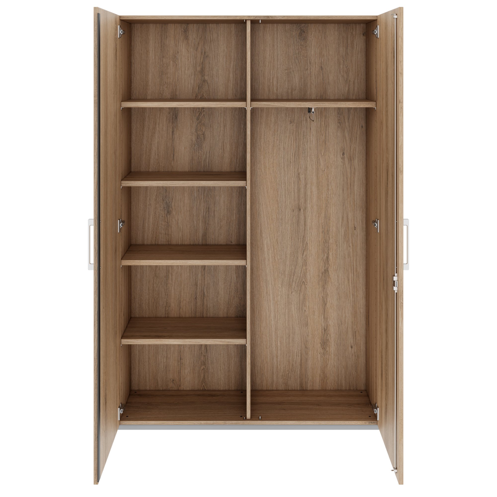 PRO Garderobenschrank | 5 OH, 1200 x 1880 mm, mit Regal, Soft-Close, Natureiche - 3 Main Image