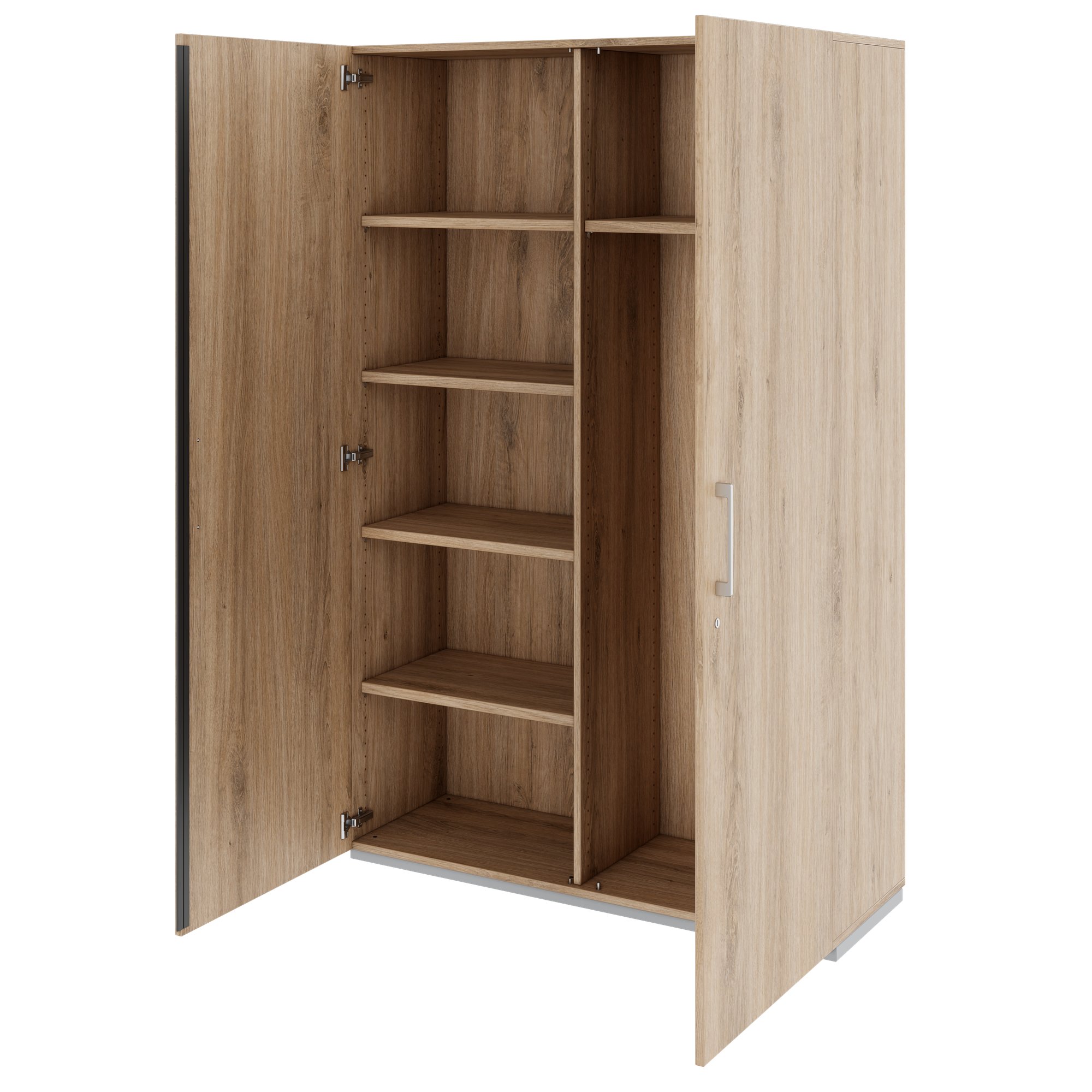 PRO Garderobenschrank | 5 OH, 1200 x 1880 mm, mit Regal, Soft-Close, Natureiche - 4 Main Image