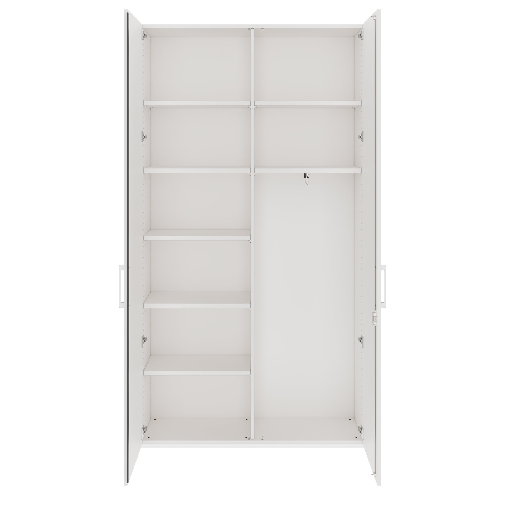 PRO Garderobenschrank | 6 OH, 1200 x 2250 mm, mit Regal, Soft-Close, Weiß - 3 Main Image