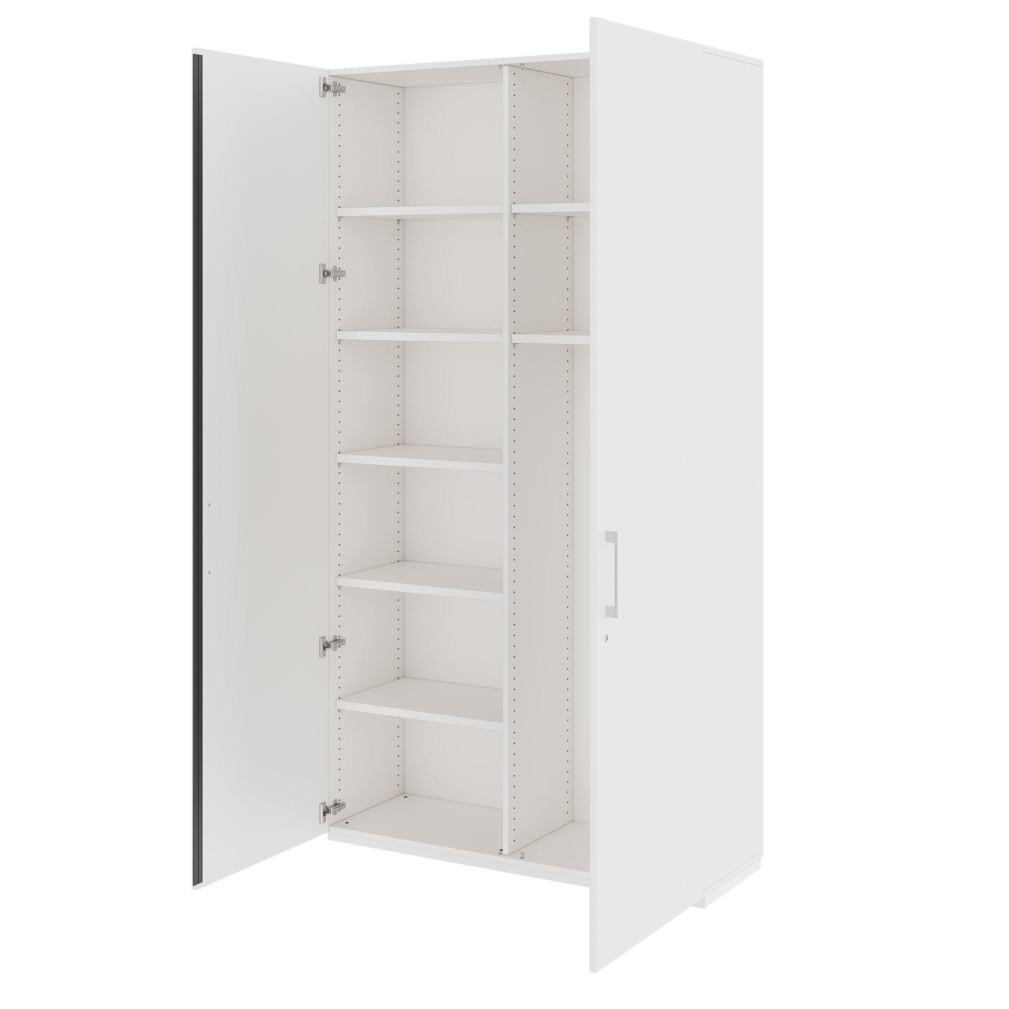 PRO Garderobenschrank | 6 OH, 1200 x 2250 mm, mit Regal, Soft-Close, Weiß - 4 Main Image