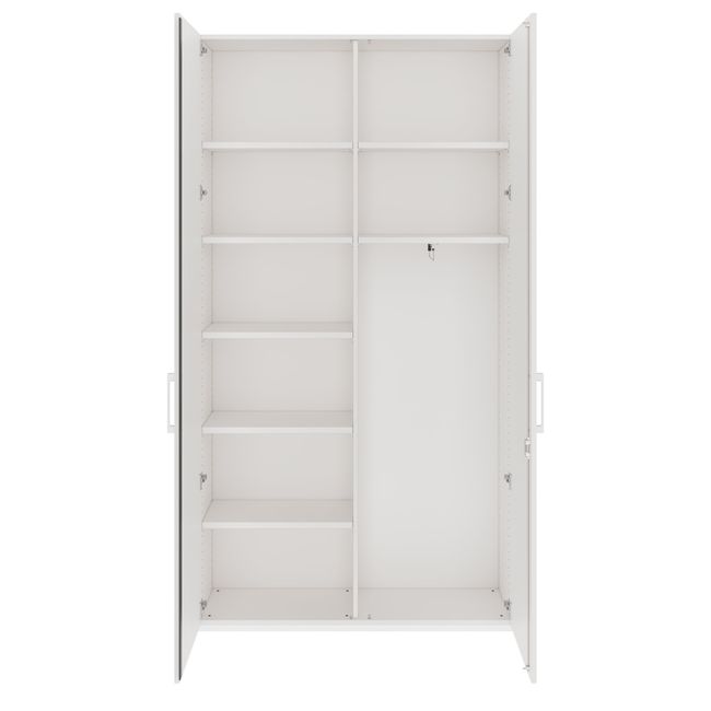 PRO Garderobenschrank | 6 OH, 1200 x 2250 mm, mit Regal, Soft-Close, Weiß PRO Garderobenschrank | 6 OH, 1200 x 2250 mm, mit Regal, Soft-Close, Weiß
