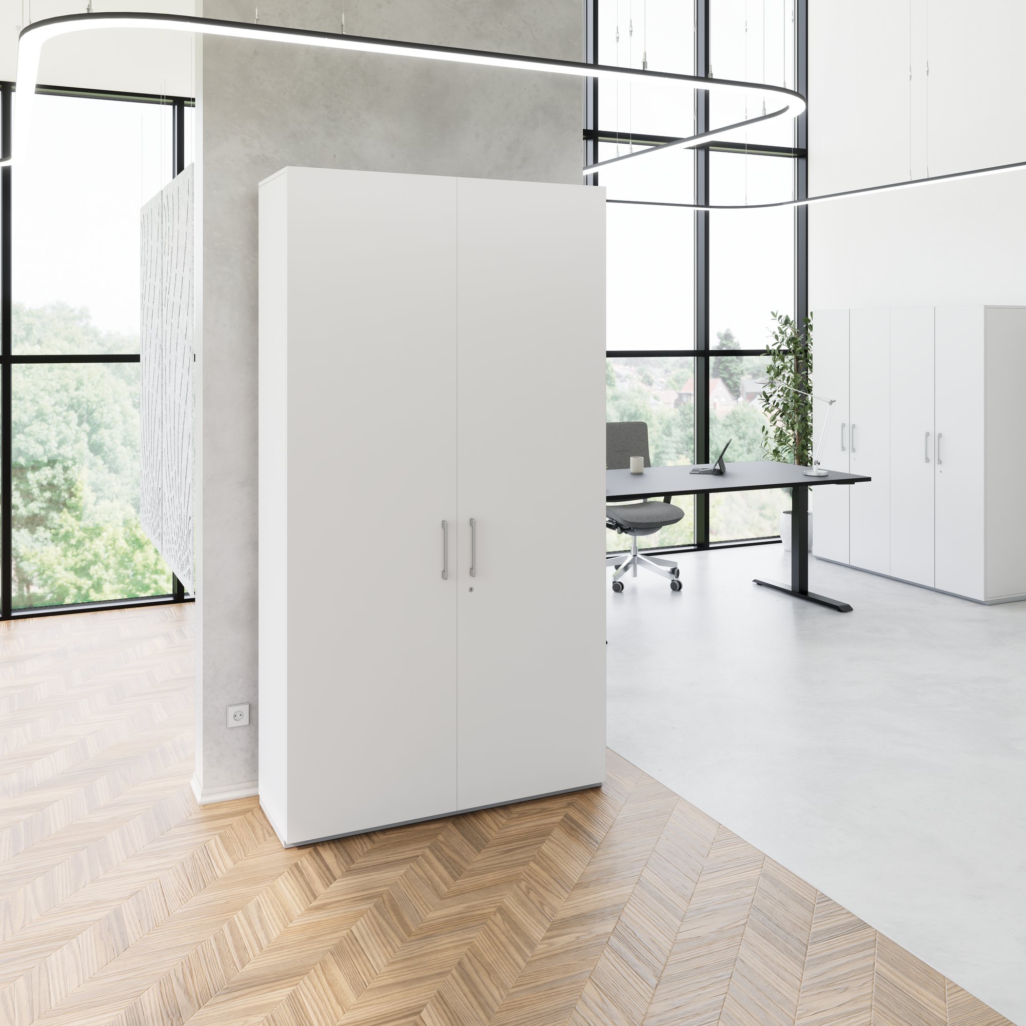 PRO Garderobenschrank | 6 OH, 1200 x 2250 mm, mit Regal, Soft-Close, Grau - 15 Main Image