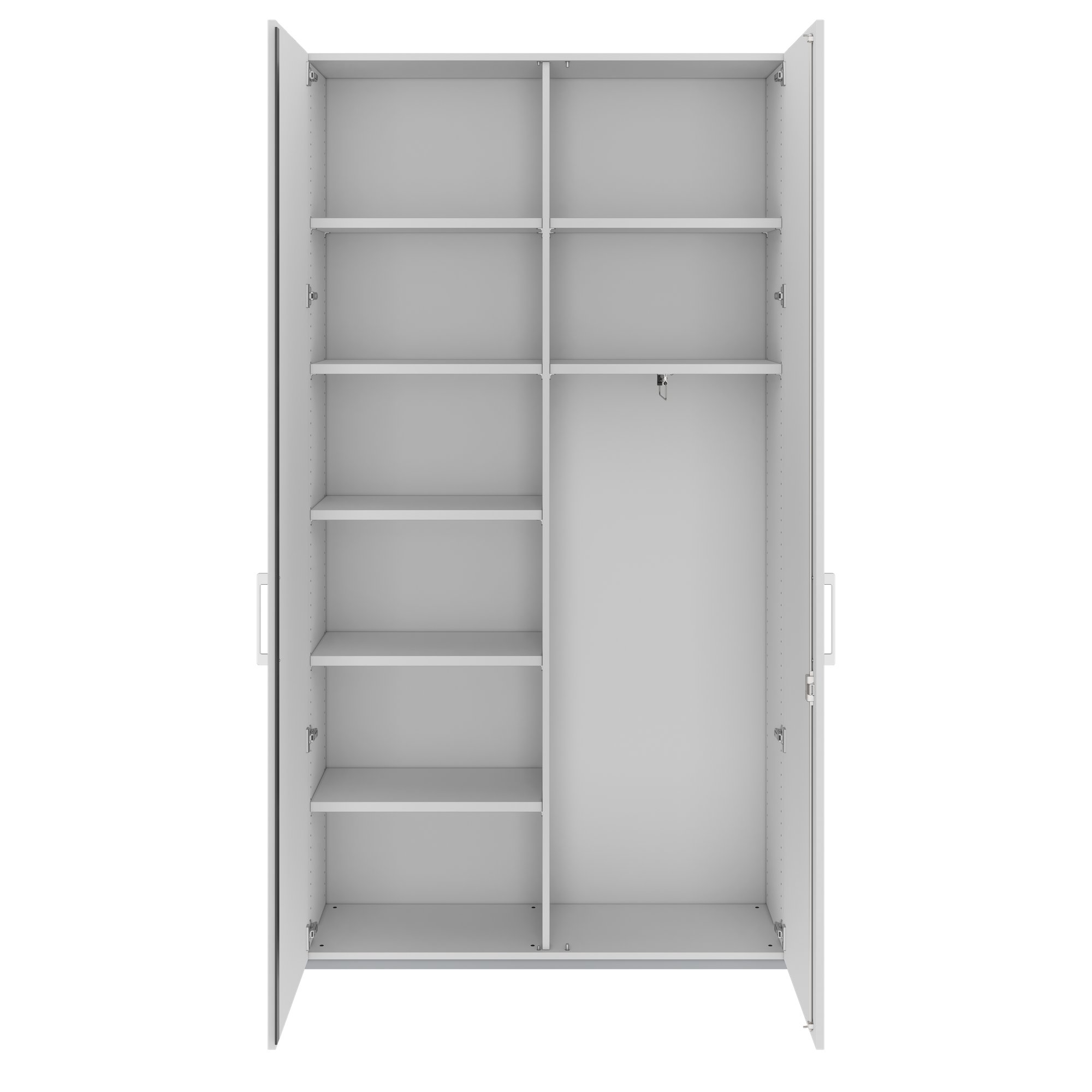 PRO Garderobenschrank | 6 OH, 1200 x 2250 mm, mit Regal, Soft-Close, Grau - 3 Main Image