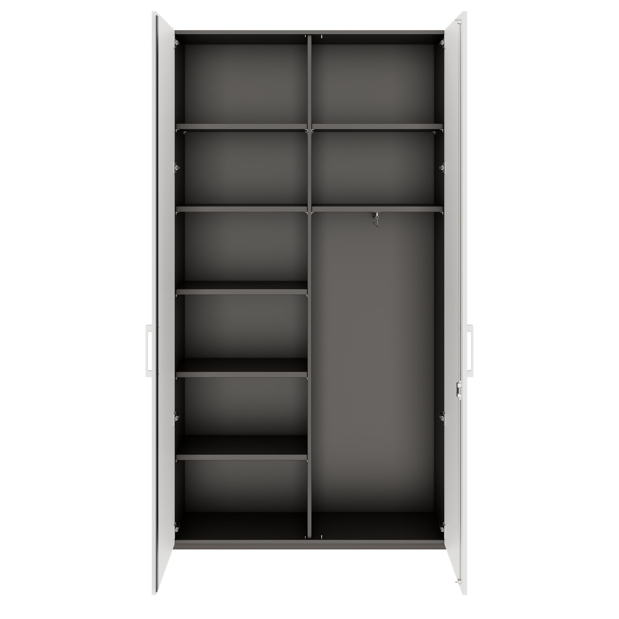 PRO Garderobenschrank | 6 OH, 1200 x 2250 mm, mit Regal, Soft-Close, Graphit / Weiß - 3 Main Image