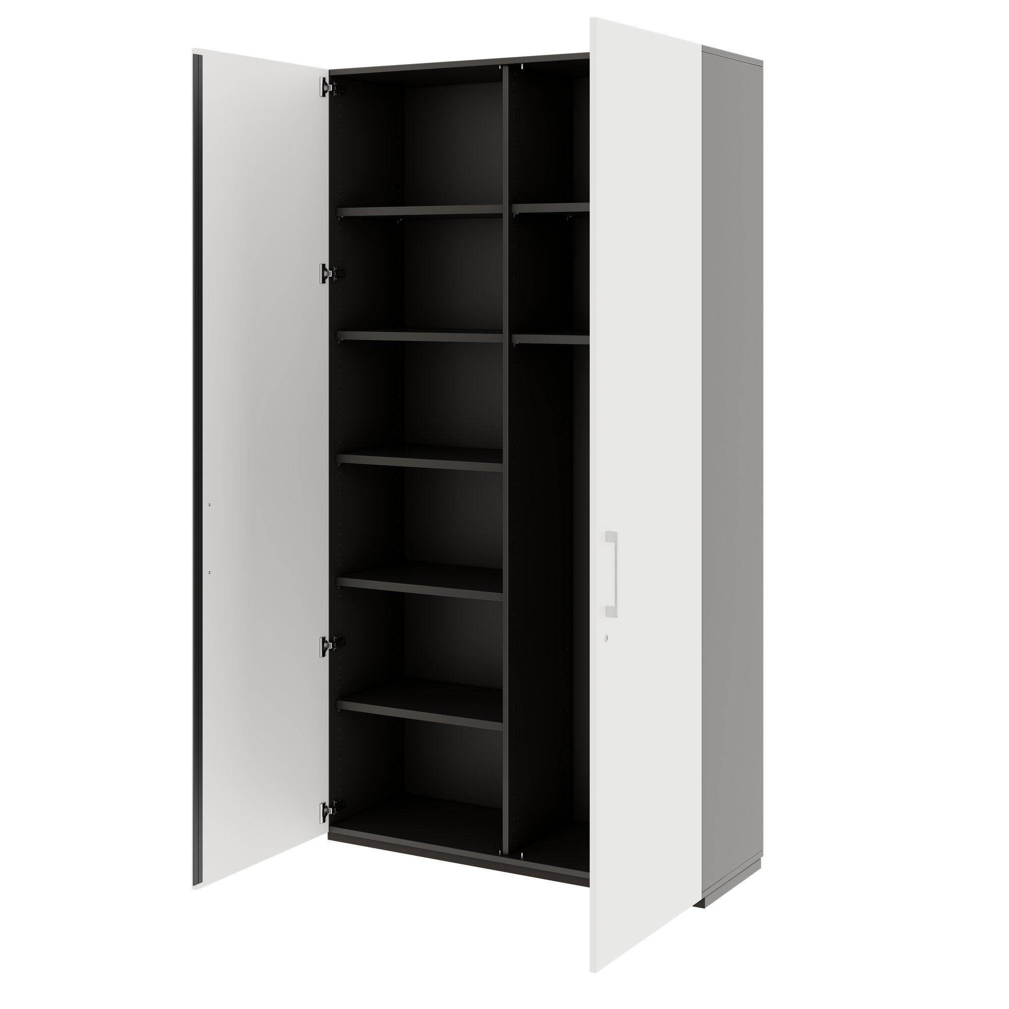 PRO Garderobenschrank | 6 OH, 1200 x 2250 mm, mit Regal, Soft-Close, Graphit / Weiß - 4 Main Image
