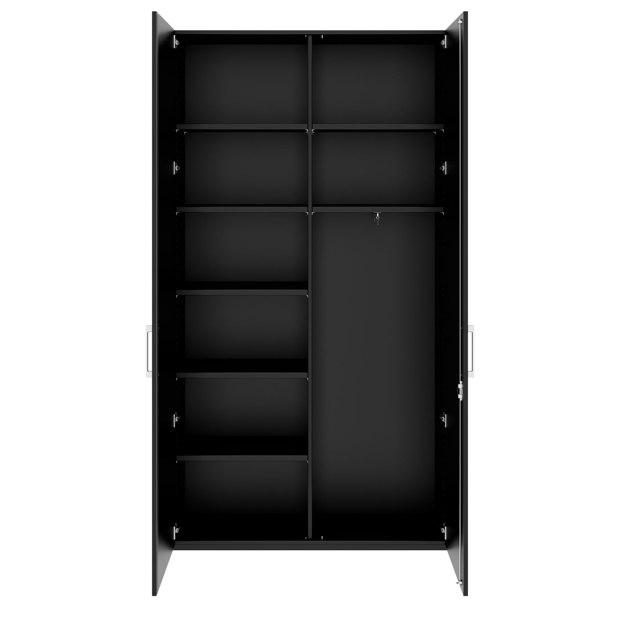 PRO Garderobenschrank | 6 OH, 1200 x 2250 mm, mit Regal, Soft-Close, Schwarz - 6 Main Image