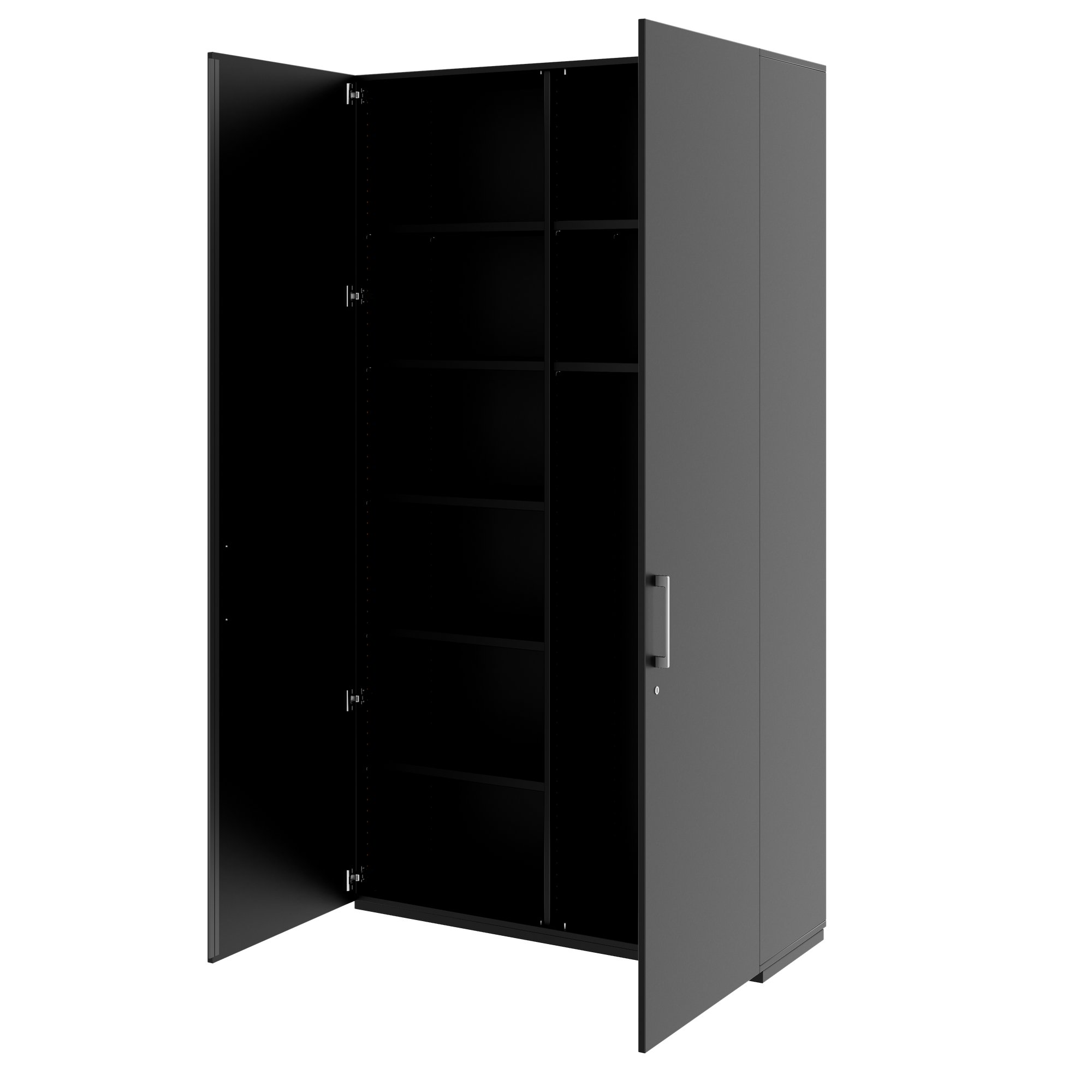 PRO Garderobenschrank | 6 OH, 1200 x 2250 mm, mit Regal, Soft-Close, Schwarz - 7 Main Image