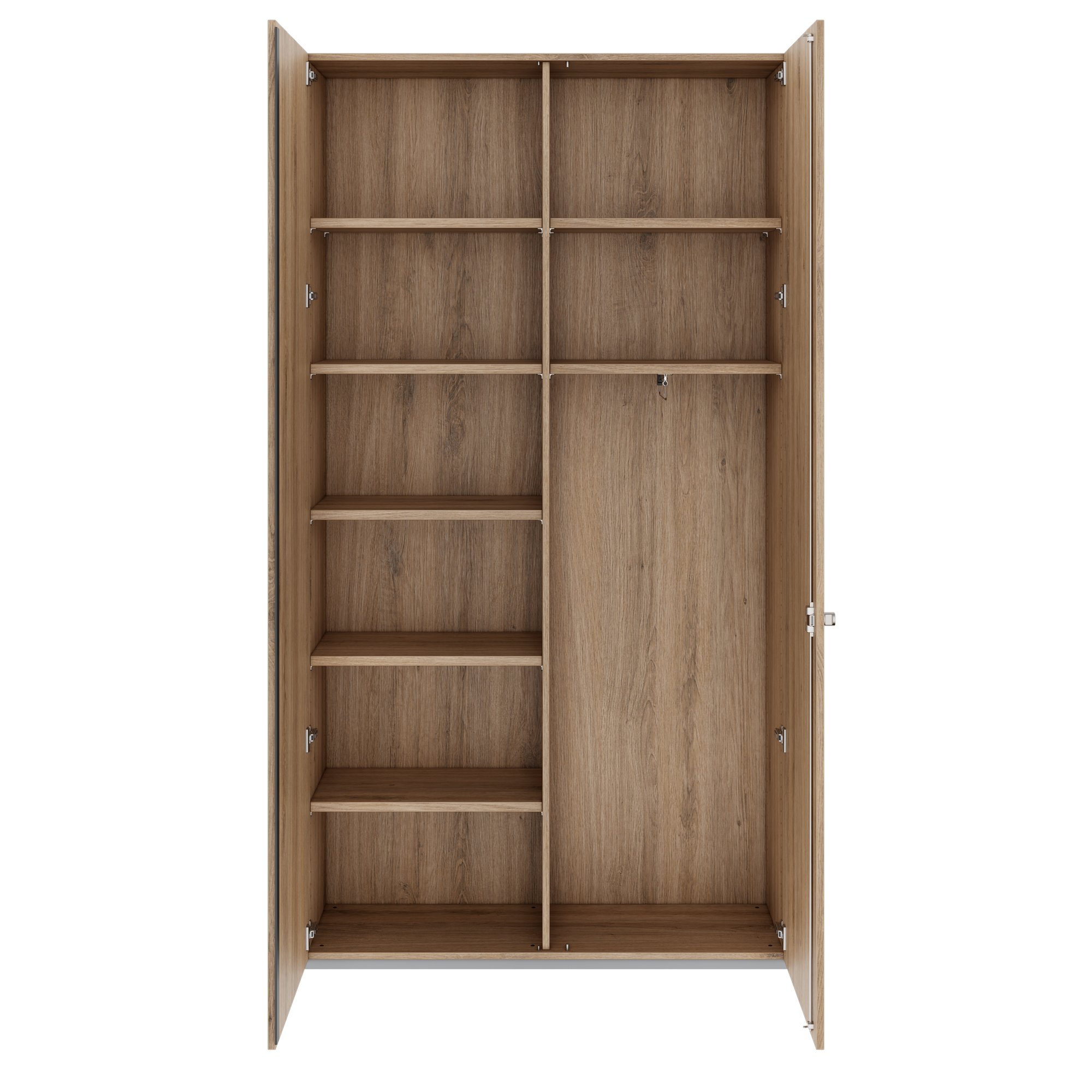 PRO Garderobenschrank | 6 OH, 1200 x 2250 mm, mit Regal, Soft-Close, Natureiche - 3 Main Image