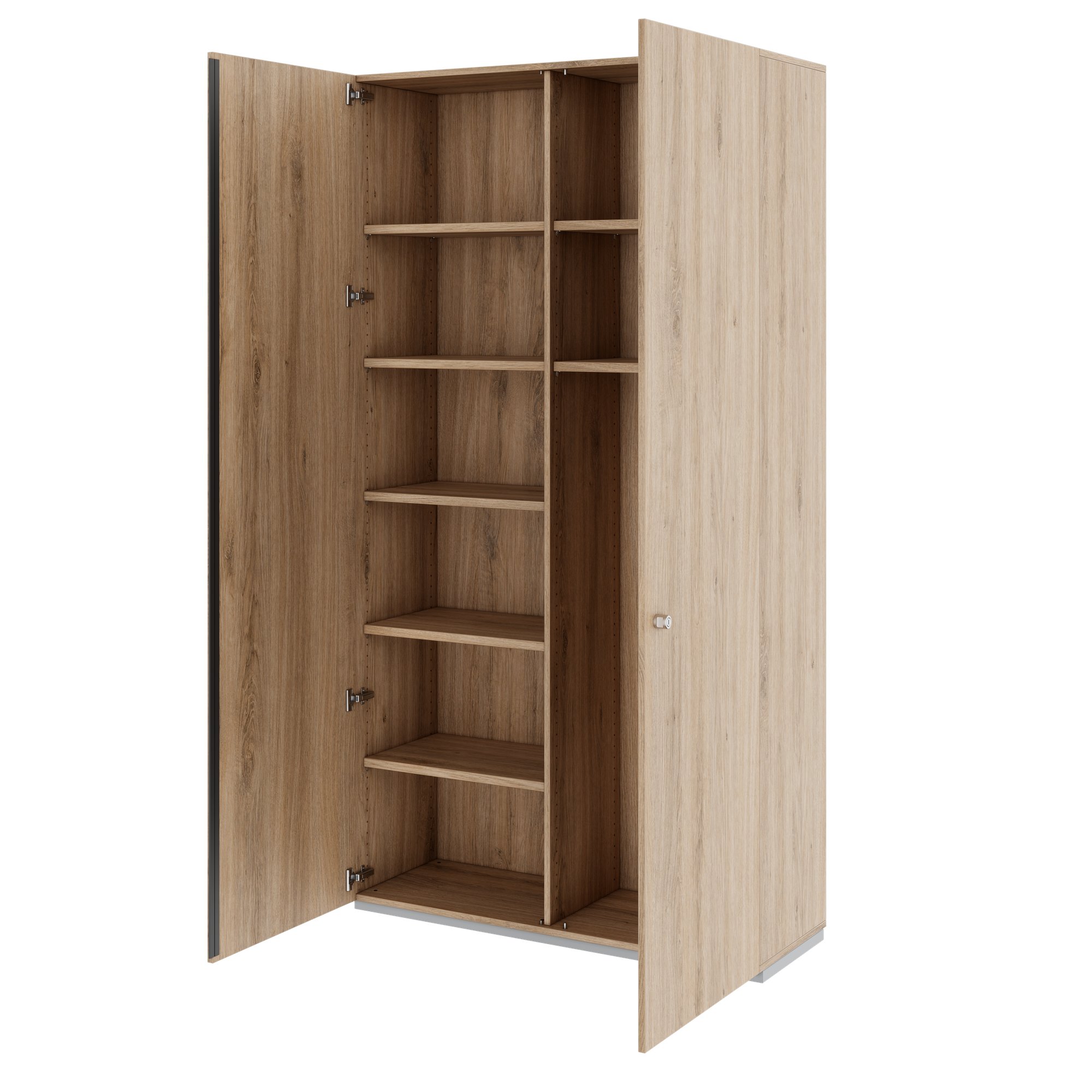 PRO Garderobenschrank | 6 OH, 1200 x 2250 mm, mit Regal, Soft-Close, Natureiche - 4 Main Image