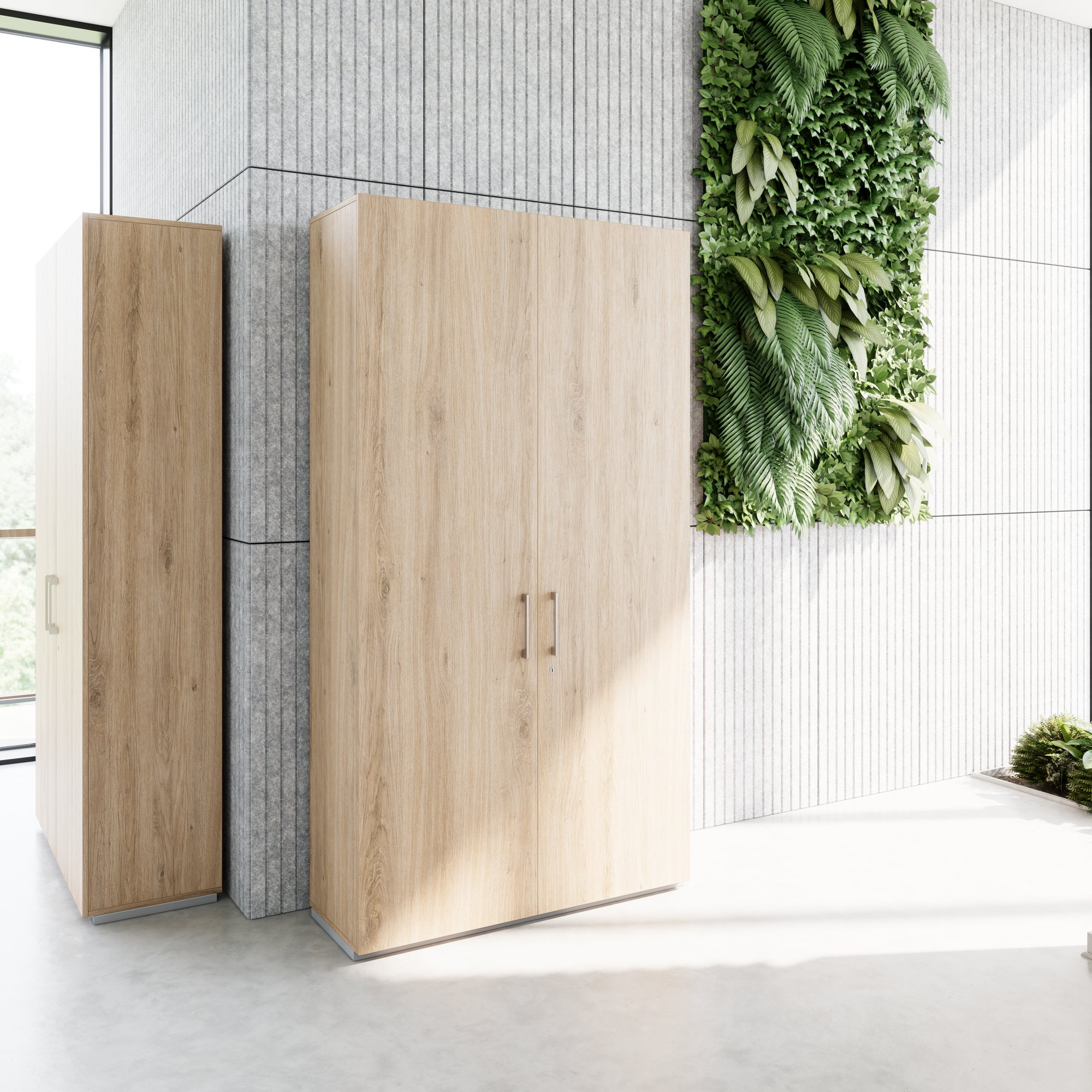 PRO Garderobenschrank | 6 OH, 1200 x 2250 mm, mit Regal, Soft-Close, Natureiche - 15 Main Image