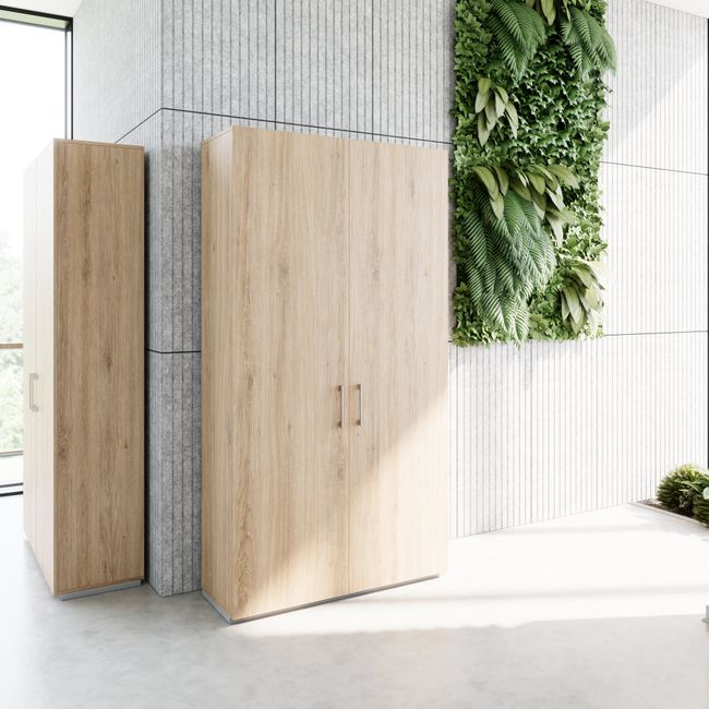 PRO Garderobenschrank | 6 OH, 1200 x 2250 mm, mit Regal, Soft-Close, Natureiche PRO Garderobenschrank | 6 OH, 1200 x 2250 mm, mit Regal, Soft-Close, Natureiche
