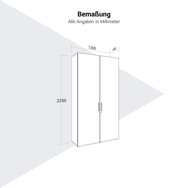 PRO Garderobenschrank | 6 OH, 1200 x 2250 mm, mit Regal, Soft-Close, Natureiche PRO Garderobenschrank | 6 OH, 1200 x 2250 mm, mit Regal, Soft-Close, Natureiche